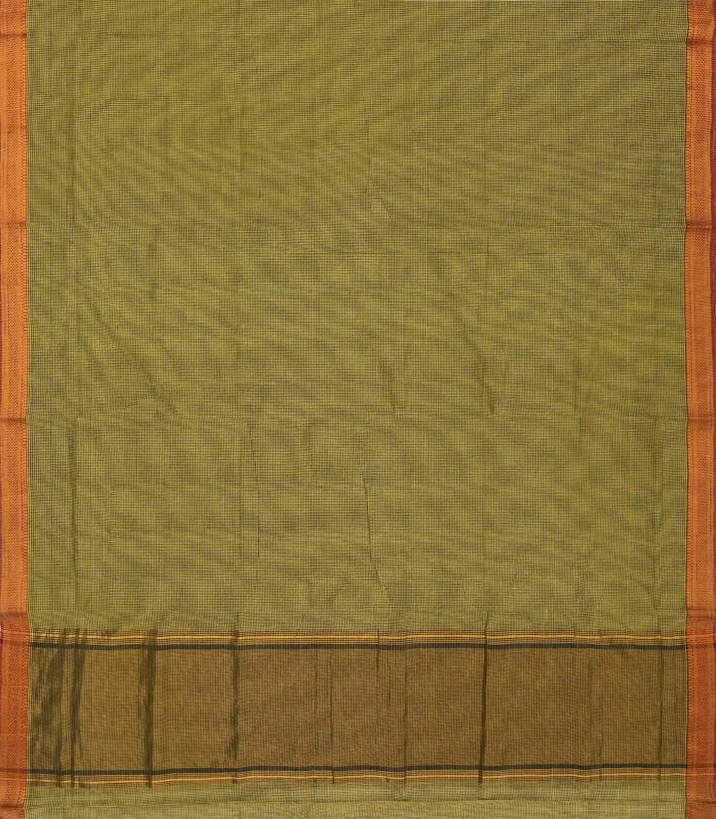 RmKV Olive Green Handloom Mangalagiri Cotton Saree With Checks - view 2