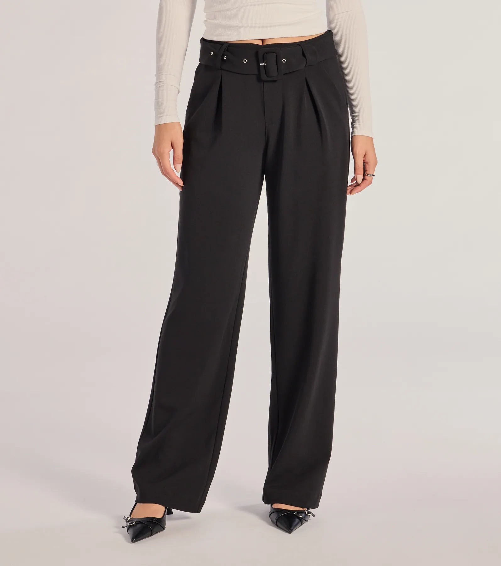 Windsor Sleek Impression Belted Straight-Leg Trouser Pants - view 2