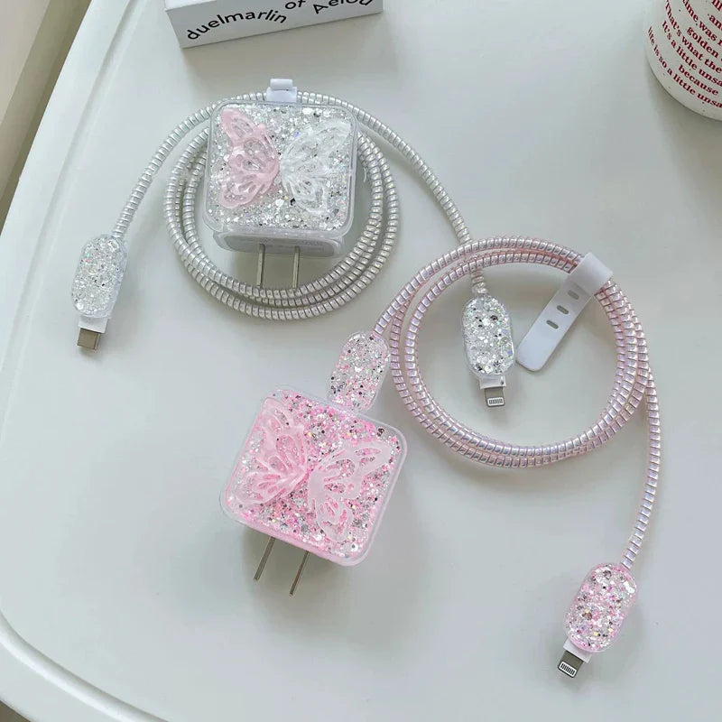 Peeperly Butterfly Sparkle Charger Protector Kit