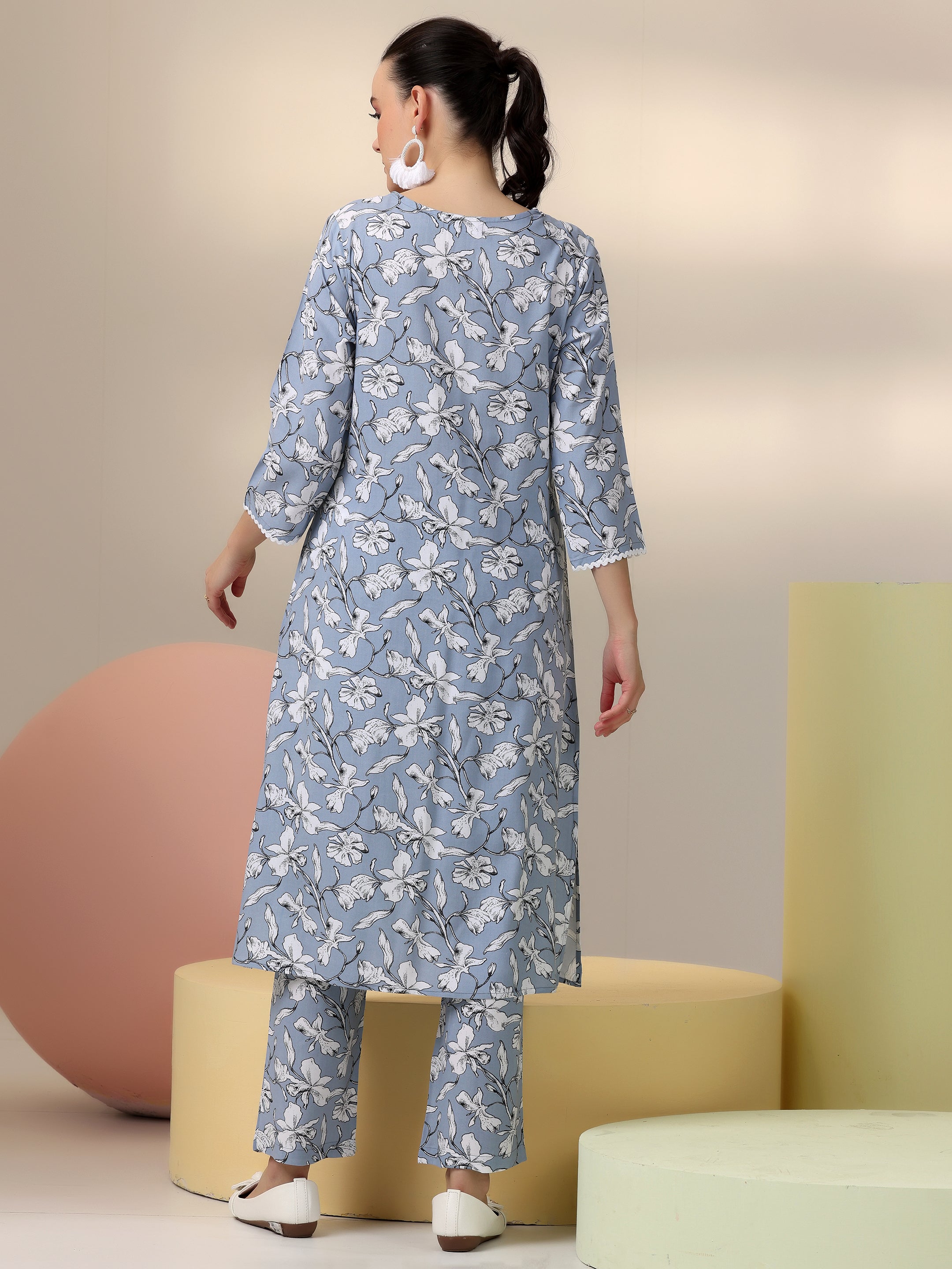 Libas Grey Printed Rayon Co-Ords - view 3