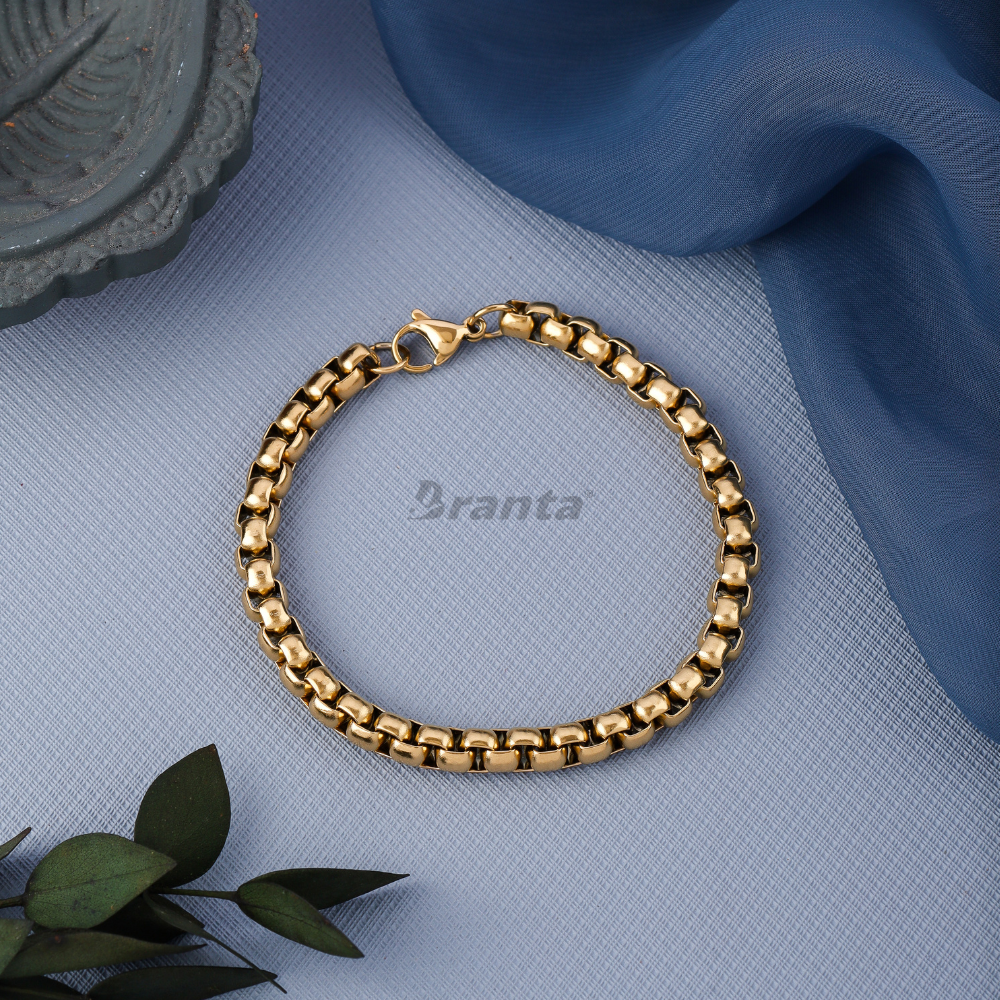 brantashop Filled Box Gold Plated Bracelet for Men (8 Inch) - view 2