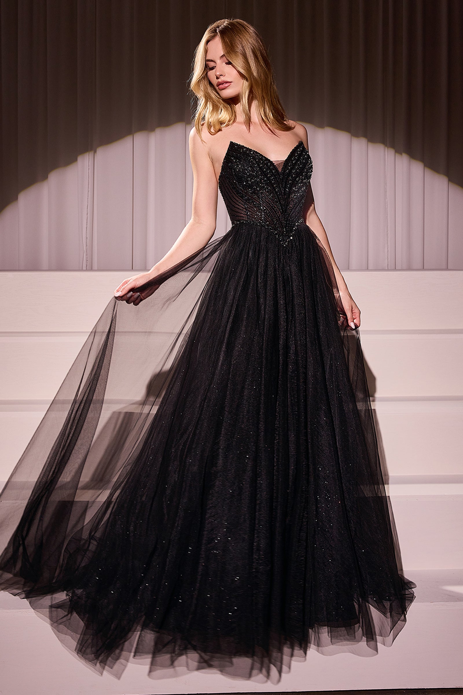 Cinderella Divine Beaded Strapless Tulle Ball Gown by Ladivine CC415 - view 2