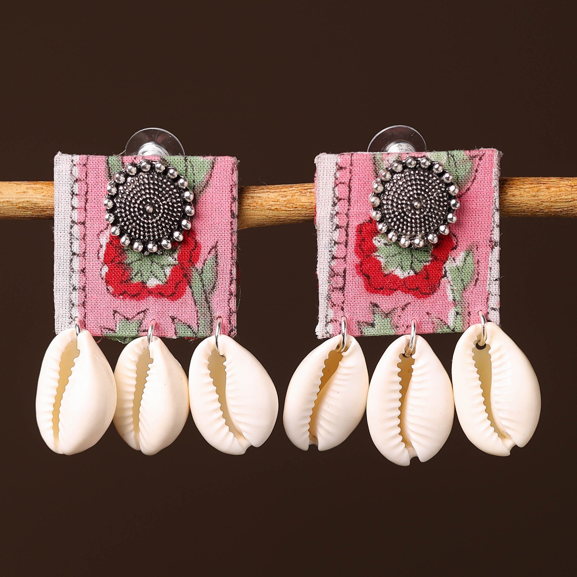 JALPARI Alina Handcrafted GS & Shell Work Fabart Earrings - view 2