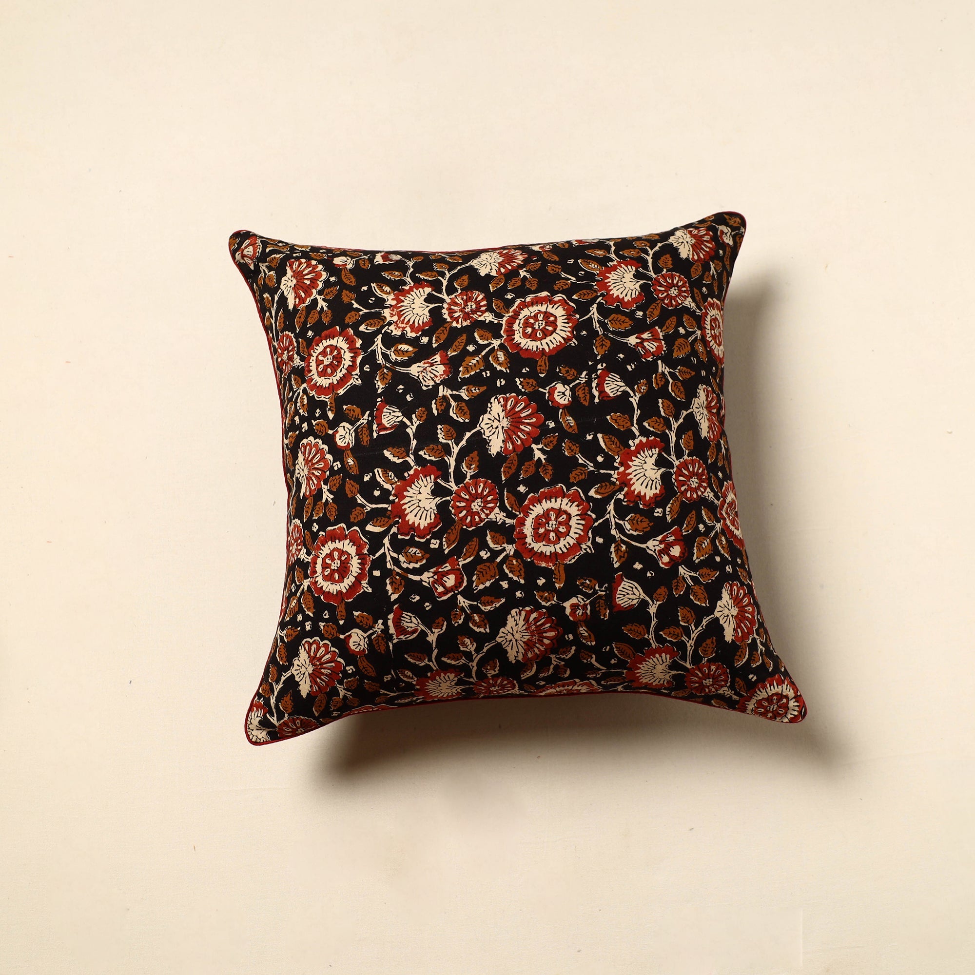 NOORI BAZAR Black - Cotton Block Printed Bagru Cushion Cover (16 x 16 in) 27