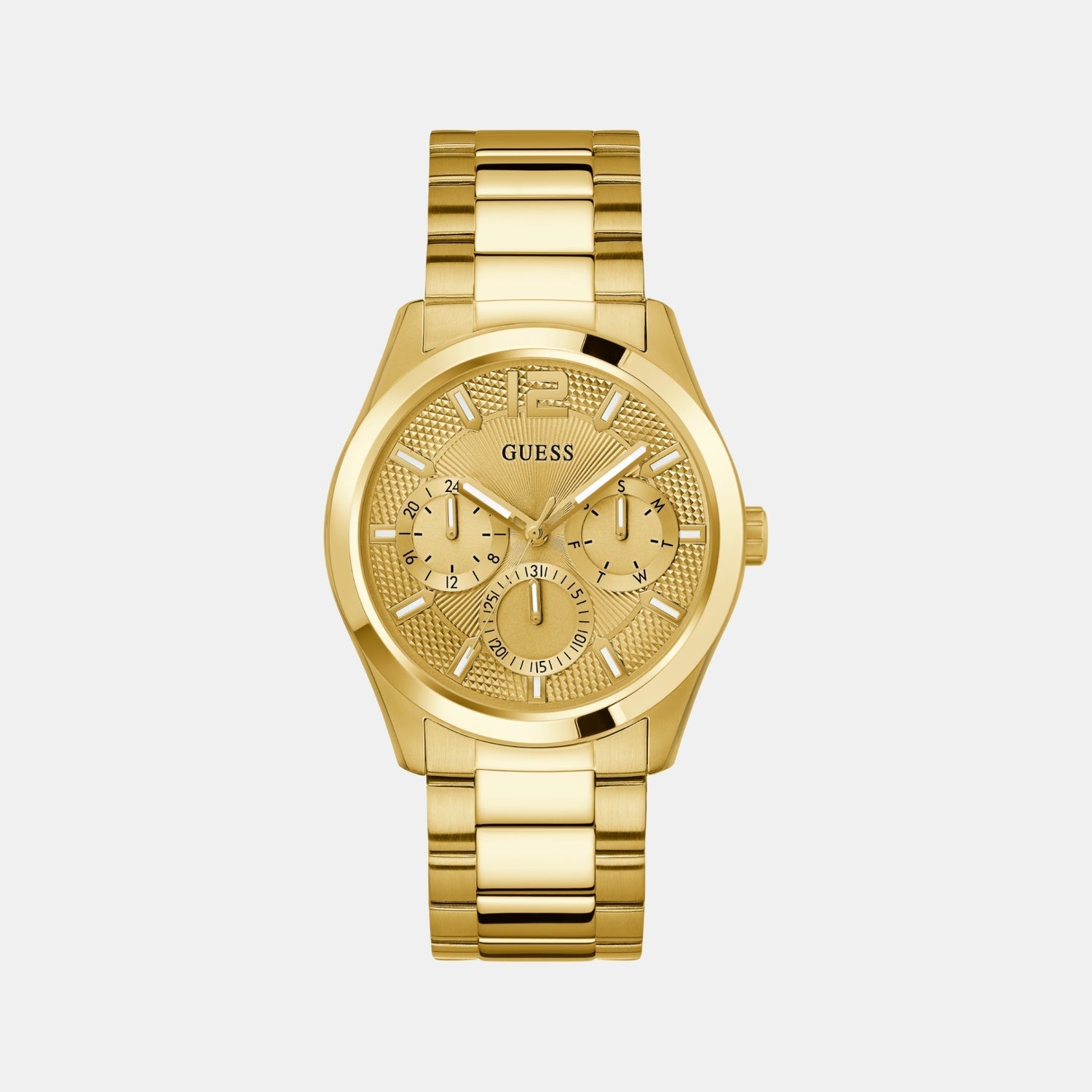 Guess Dress Men Quartz Champagne Dial Multi-Function Stainless Steel Watch GW0707G3