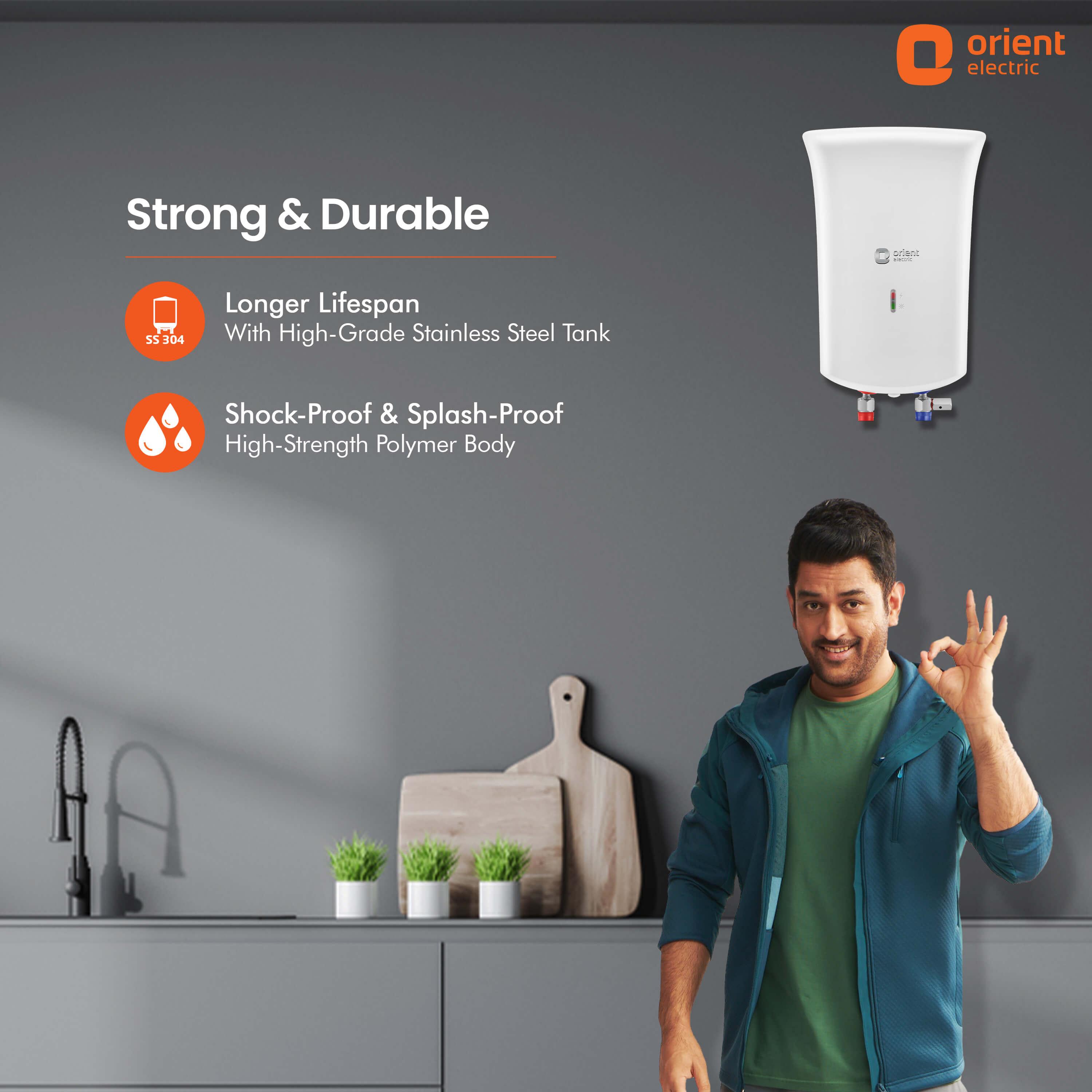 orientelectric Primus 3L Instant Water Heater (Geyser) White | Kitchen Water Heater - view 3