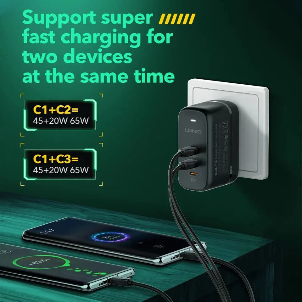 Peeperly Turbo Flow 65W 3-Port USB-C Power Adapter - view 6