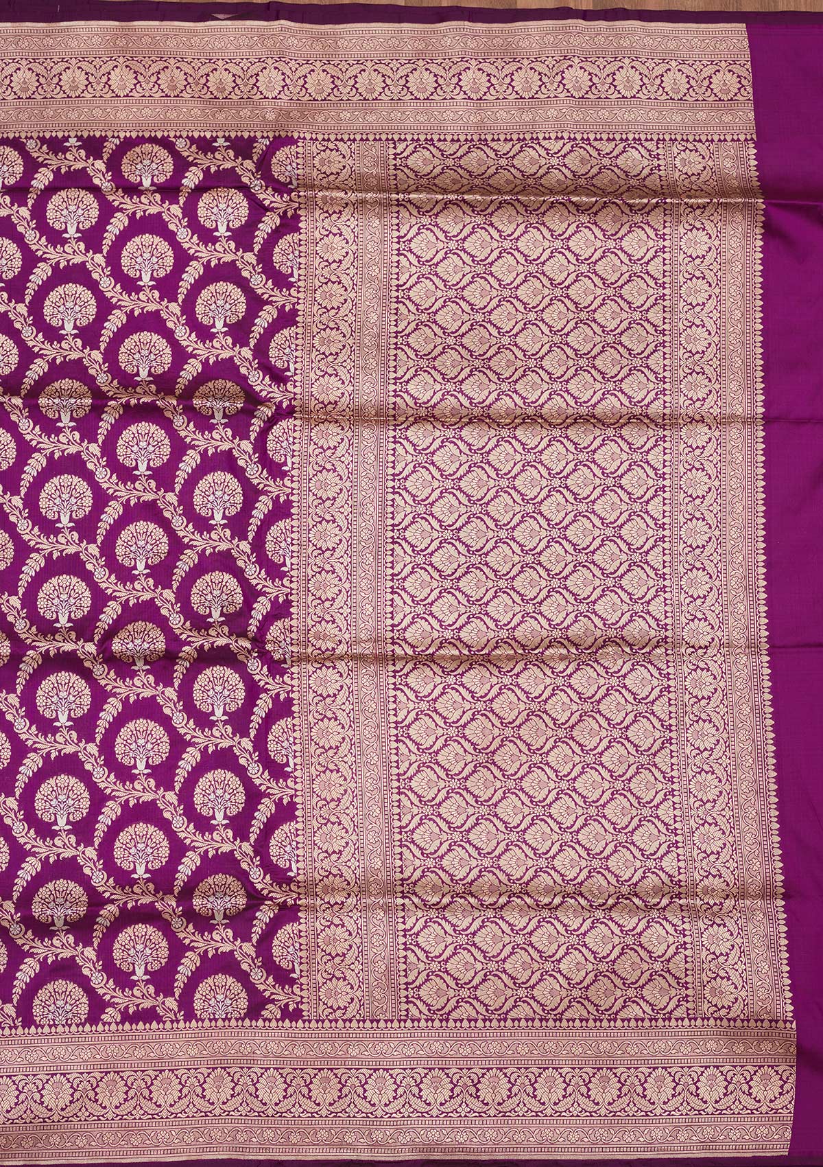 Koskii Purple Zariwork Pure Silk Saree – Women's - view 5