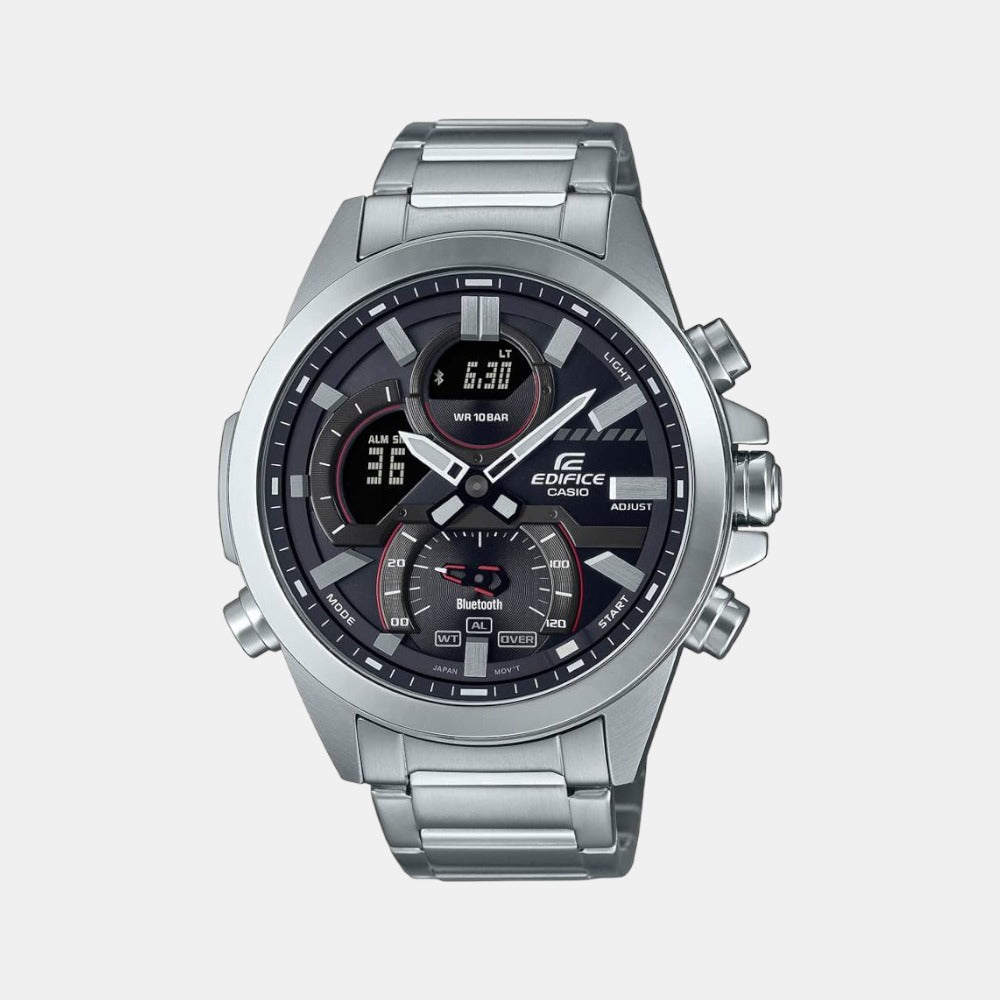 Casio Edifice Men Quartz Black Dial Analog-Digital Stainless Steel Watch EX545