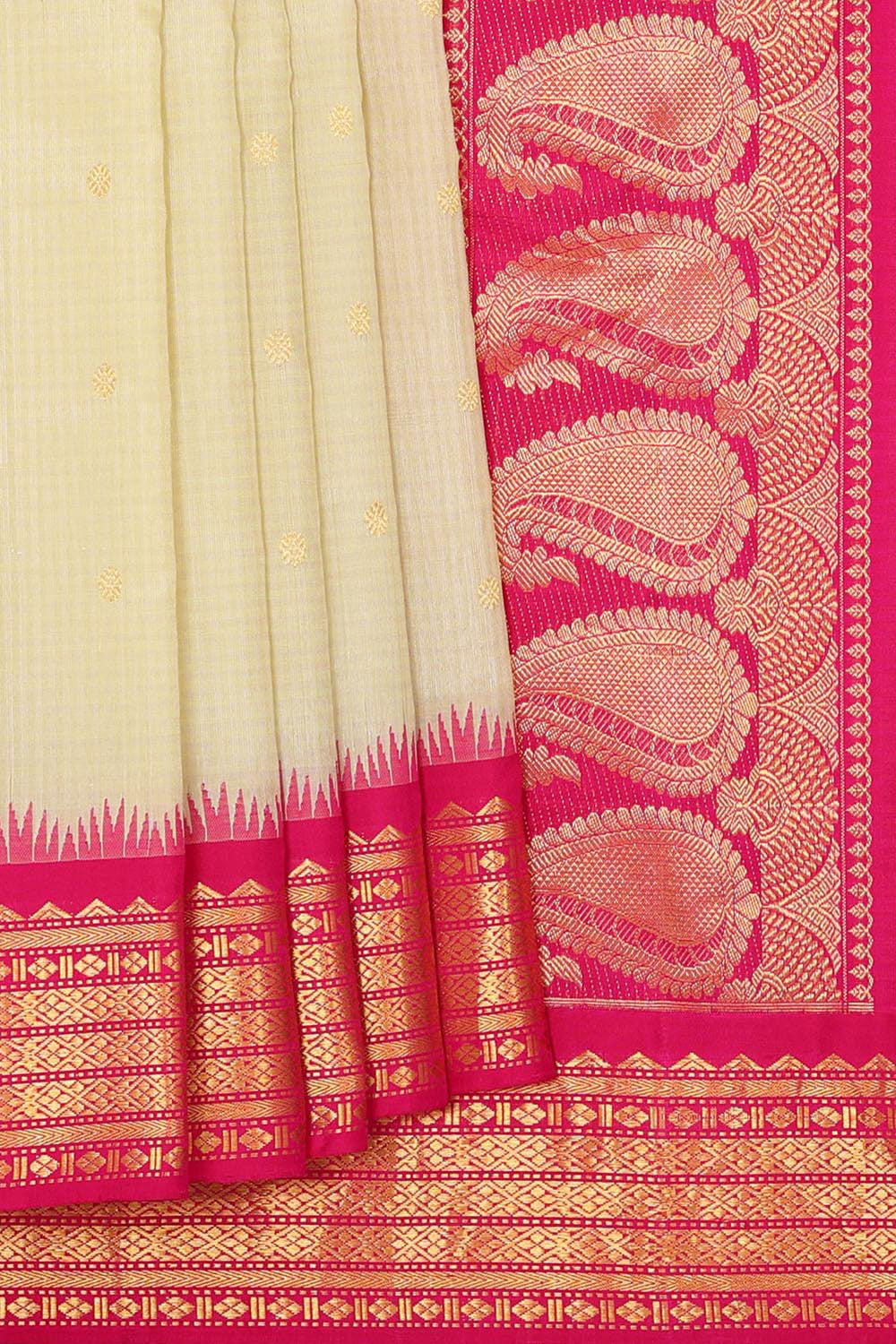 Kalanjali Gadwal Organza Light Yellow Saree – Women's
