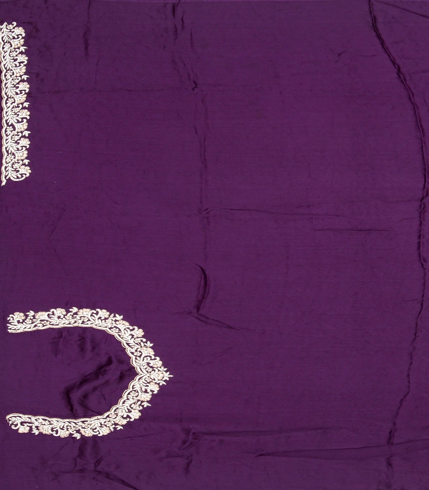 RmKV Dark Purple Woven Crepe Silk Saree With Embroidered Sequin Motifs-Purple - view 4