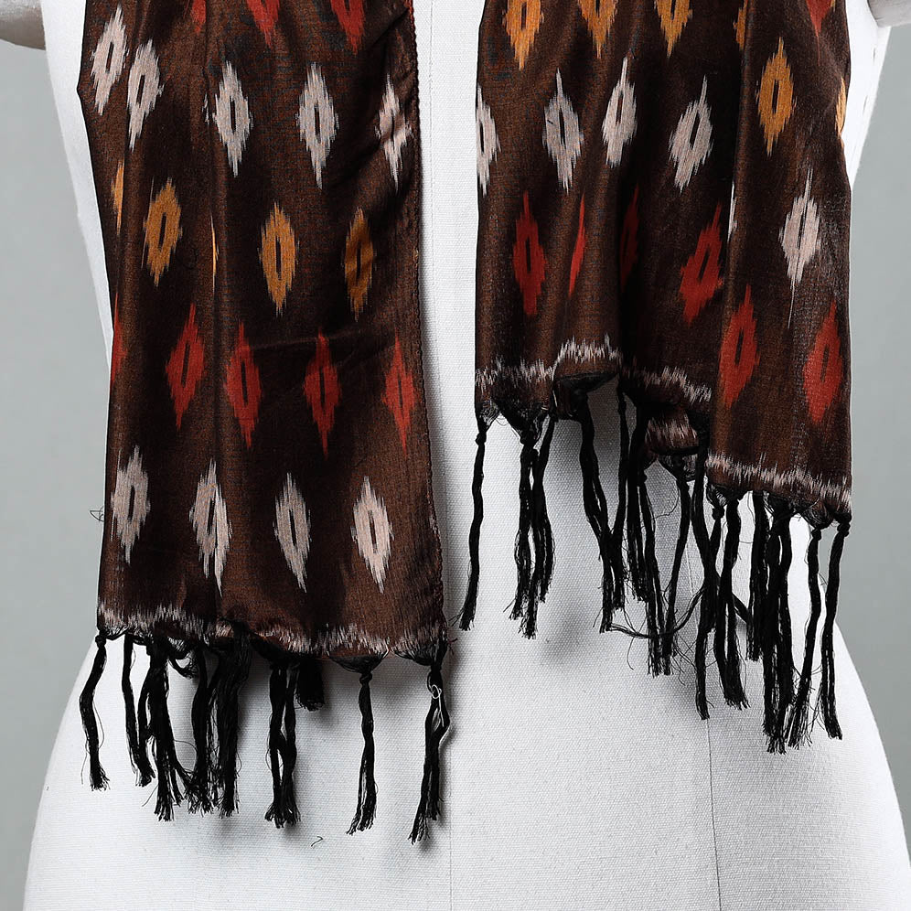 SOUTH KARGHA Brown - Handloom Mercerized Cotton Pochampally Ikat Stole - view 3