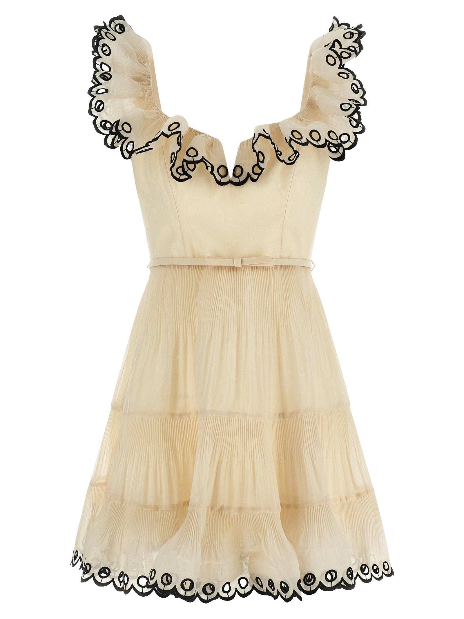 Zimmermann Embroidered Frilled Mini Dress – 100% polyester