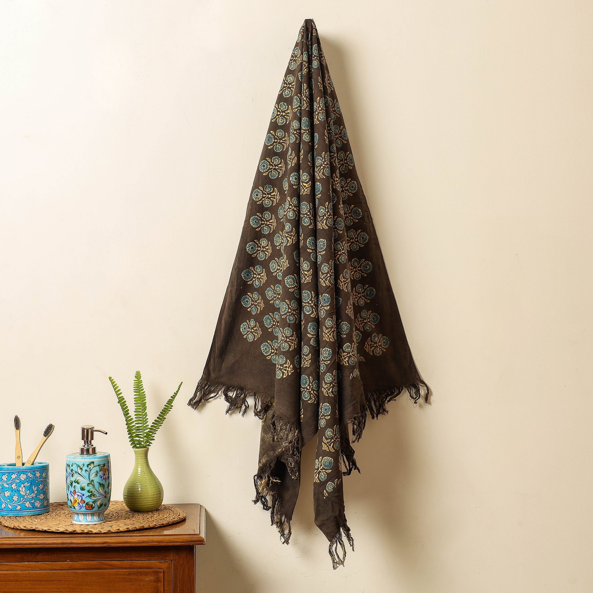 KACHCHH JI CHHAAP Brown - Block Print Cotton Ajrakh Handloom Towel