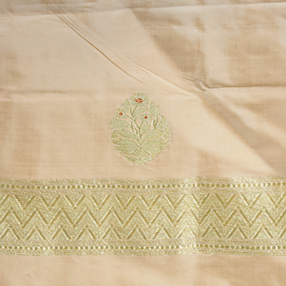 BANARASI BY MAQBUL HASAN Beige - Handwoven Katan Silk 3pc Banarasi Dress Material - view 4