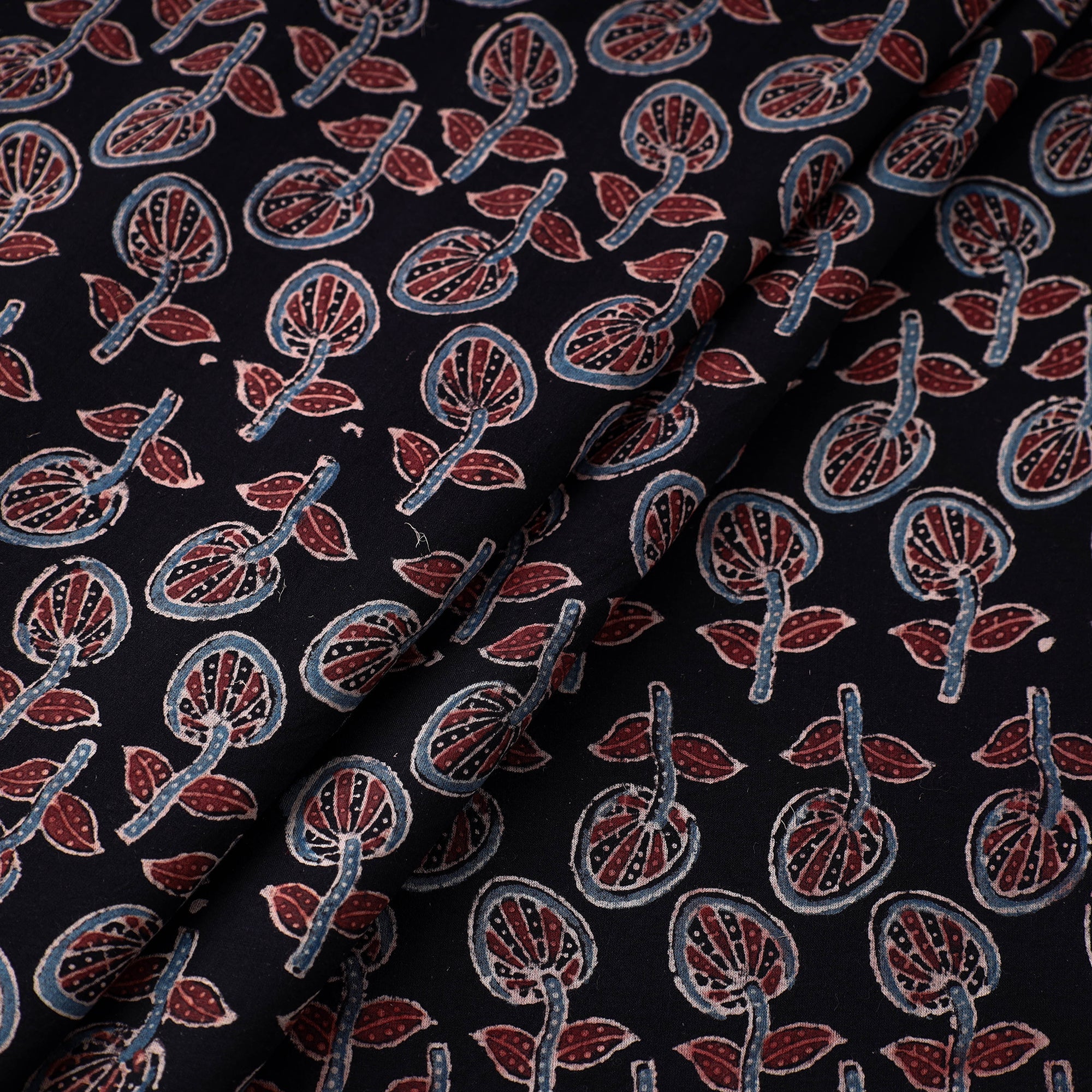 RIYAZ ABDULMAJID KHATRI - AJRAKH Black - Block Print Cotton Ajrakh Fabric 02 - view 2