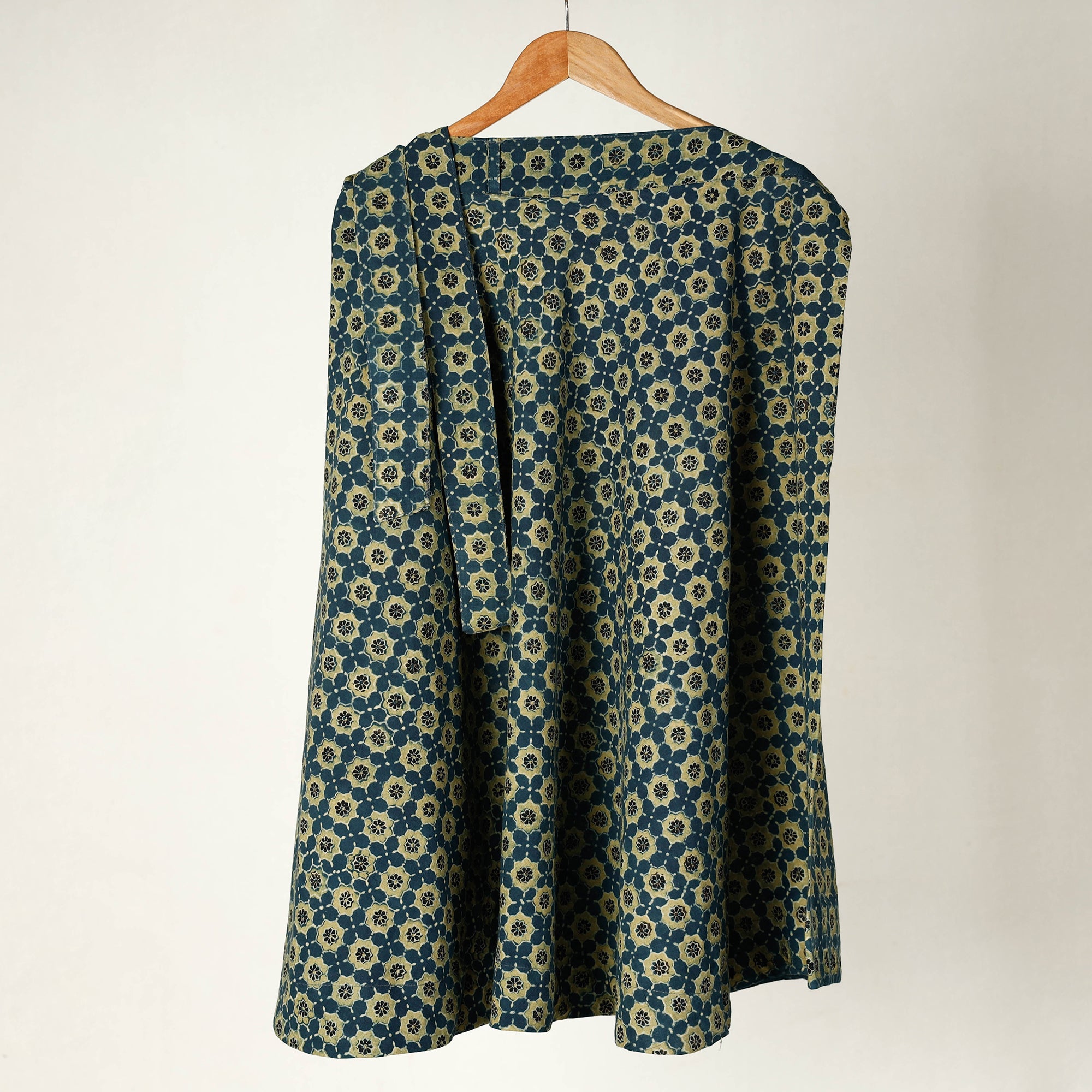 NOORI BAZAR Blue - Ajrakh Block Printed Cotton Wrap Around Skirt