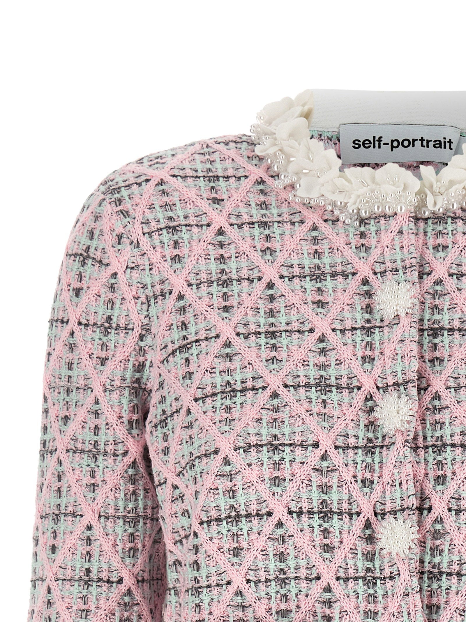 Self-Portrait Floral Collar Cardigan - view 3