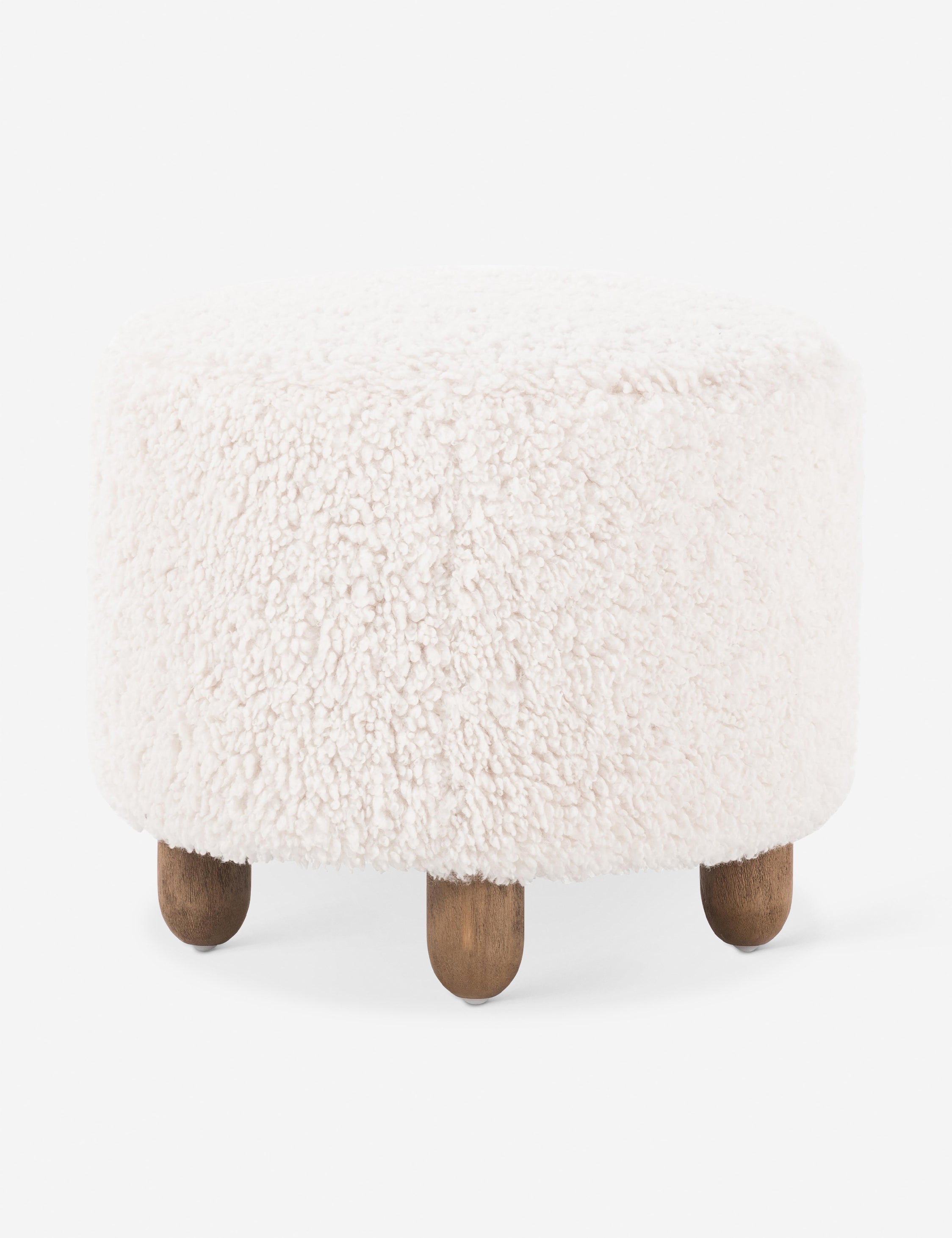 Lulu and Georgia Genevieve Round Ottoman – Ivory Sheepskin - view 4