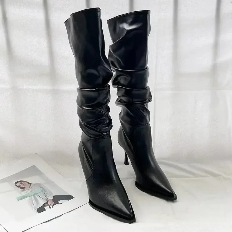 Alamode By Akanksha Cassia Stacked Premium Leather Boots