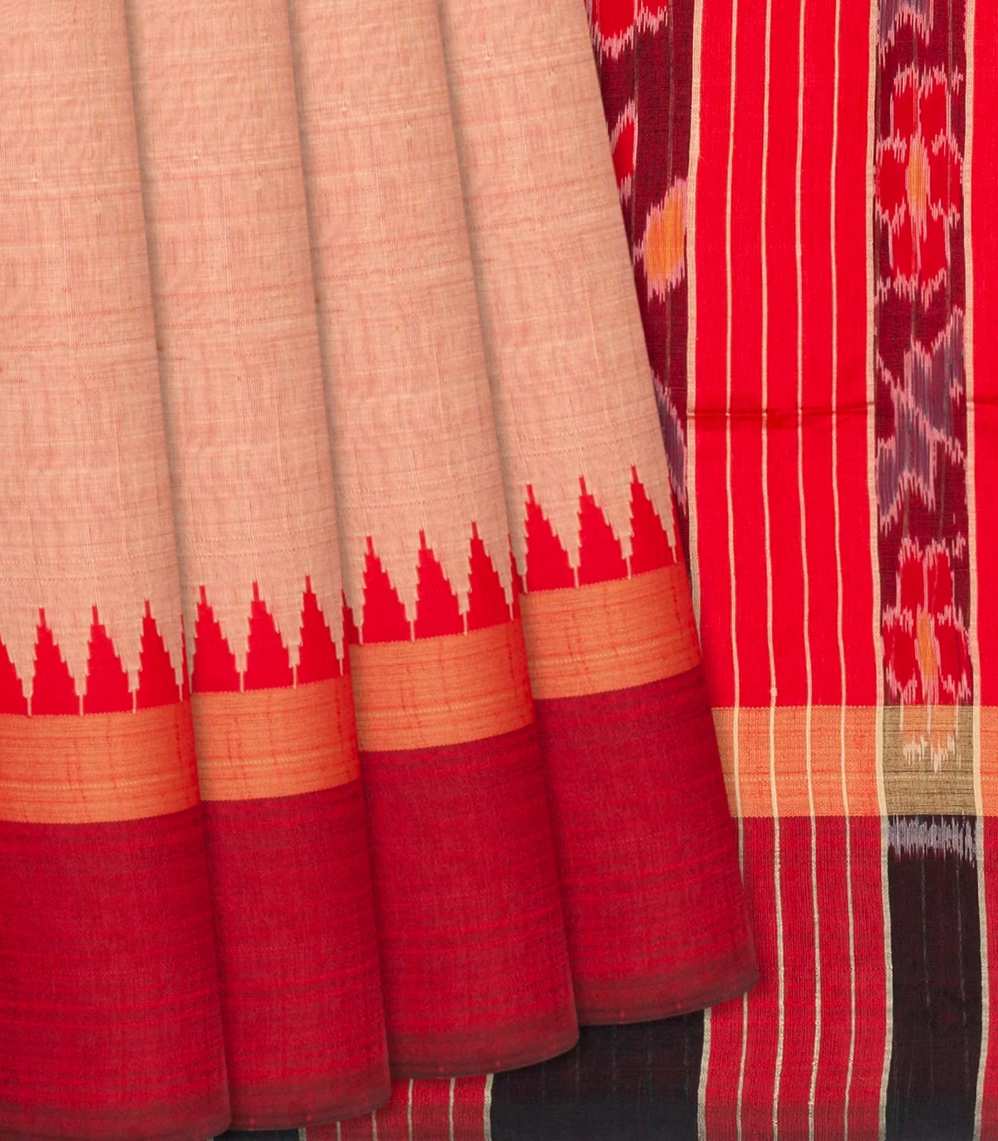 RmKV Dusty Pink Woven Dupion Silk Saree With Contrast Red Border-Dusty Pink