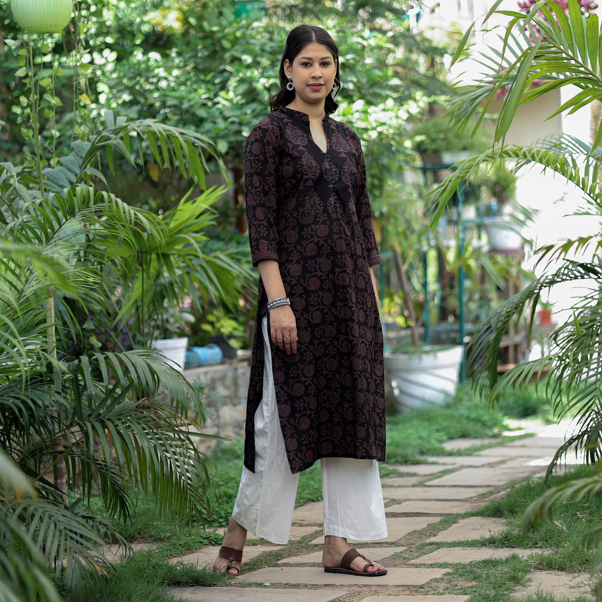 ITOKRI CASUALS Black - Block Print Cotton Straight Bagh Kurta - view 2