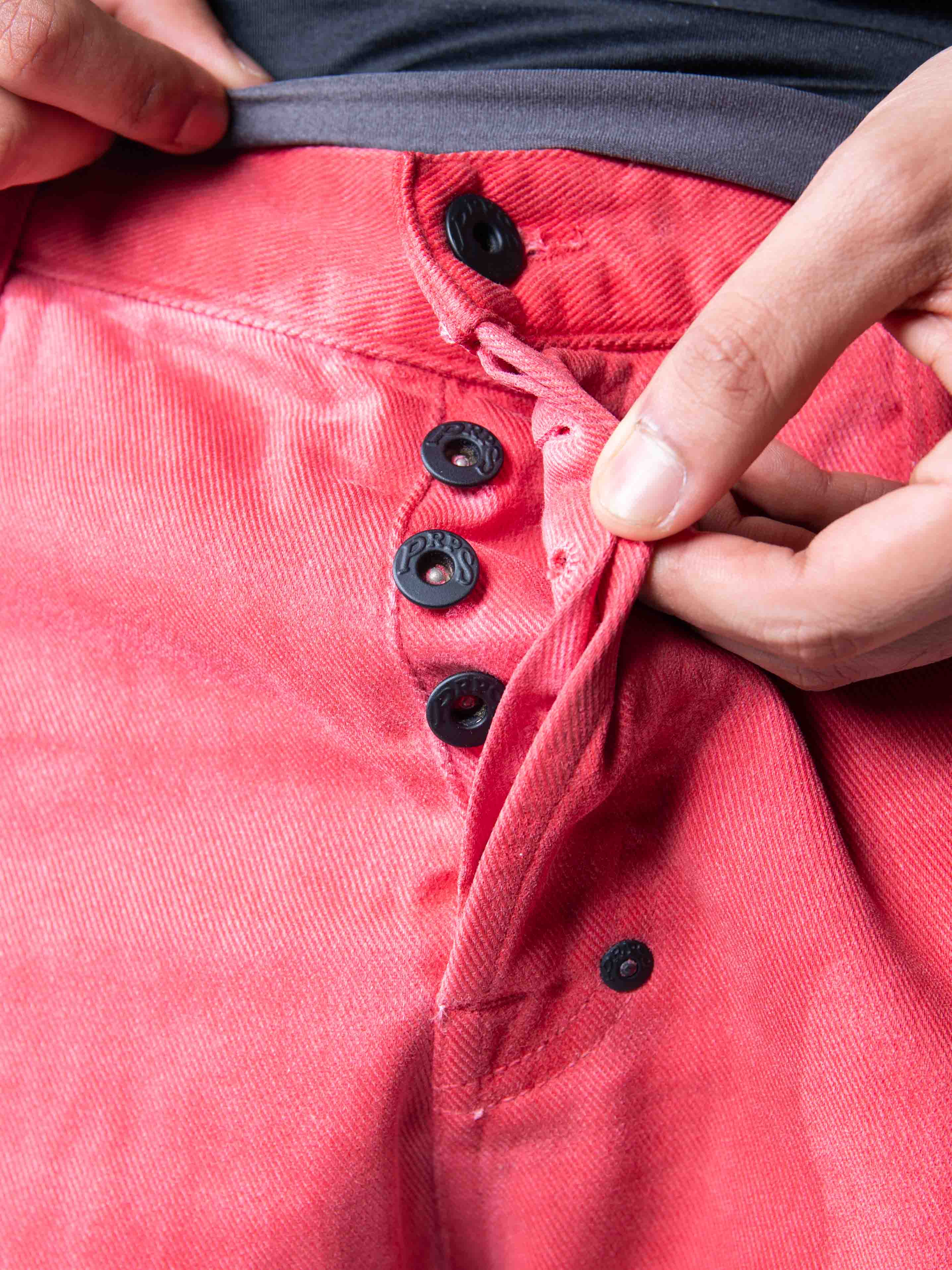PRPS Demon Distressed Red Slim Straight Jeans - view 2
