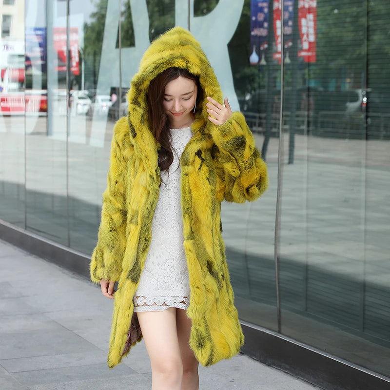 BlackTree Hooded Natural Rabbit Women Winter Jacket - view 3