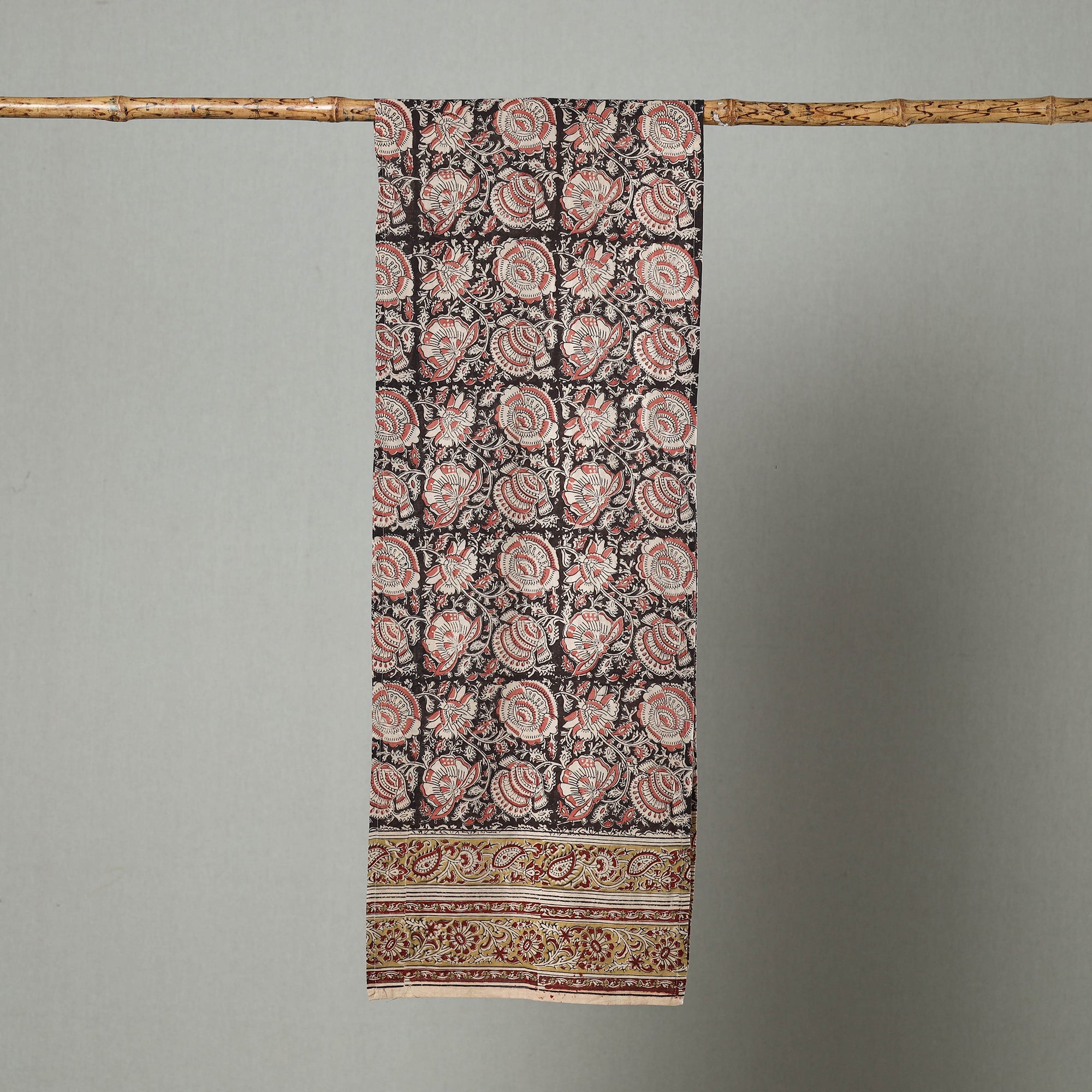 PITCHUKA SRINIVAS KALAMKARI PEDANA Black - Pedana Block Print Natural Dyed Cotton Kalamkari Stole 34 - view 2