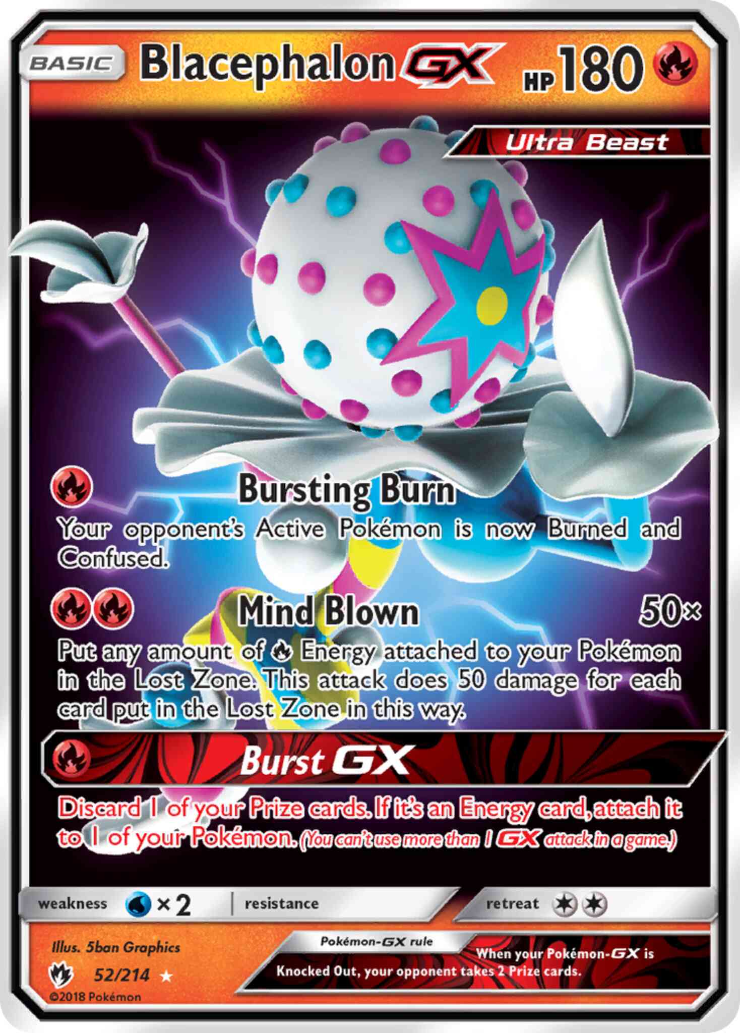 Pokémon Blacephalon-GX - 52/214 - Rare Holo GX [sm8-52] [Ultra]