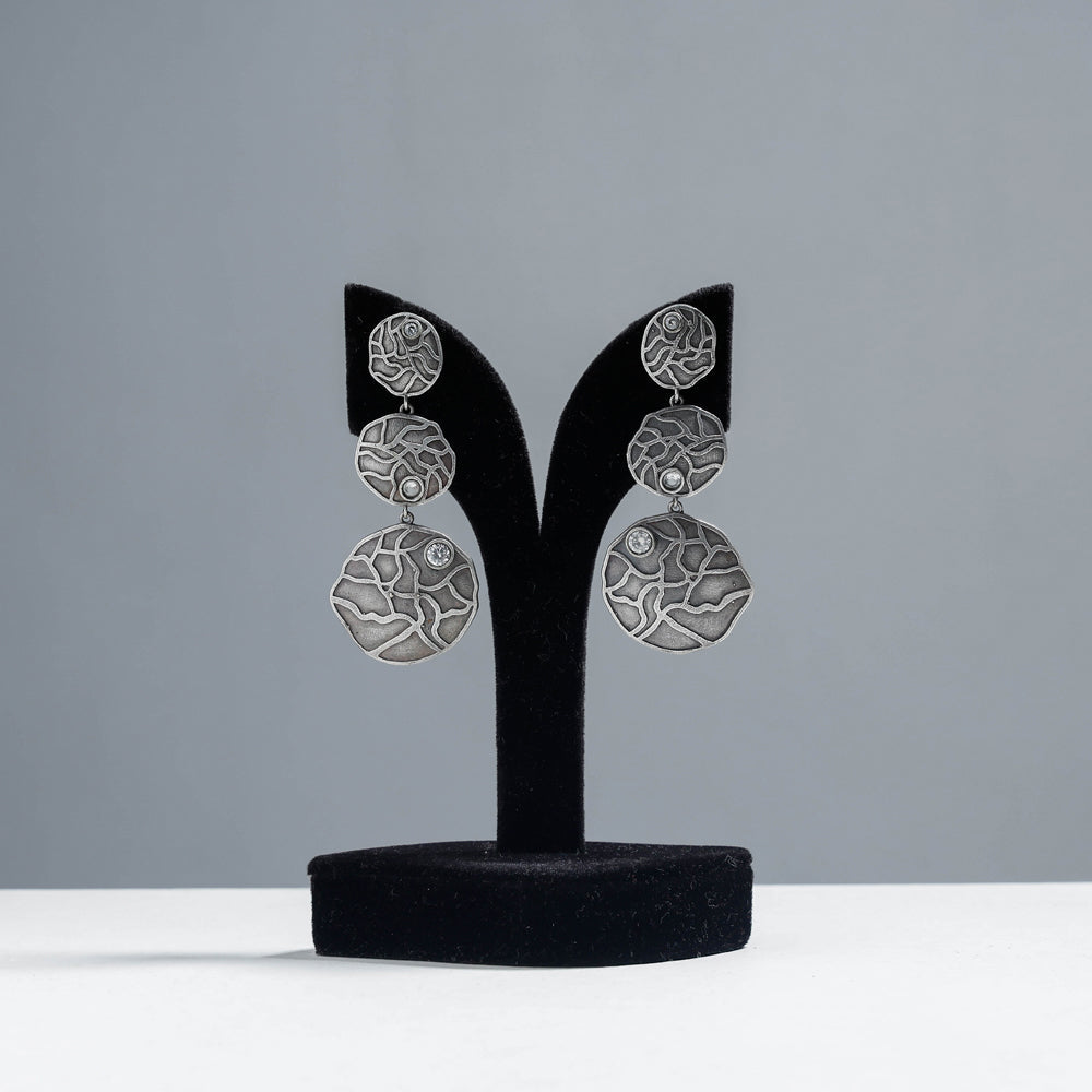 WHITE RIVER STORIES Antique Silver Finish Oxidised Brass Base Earrings