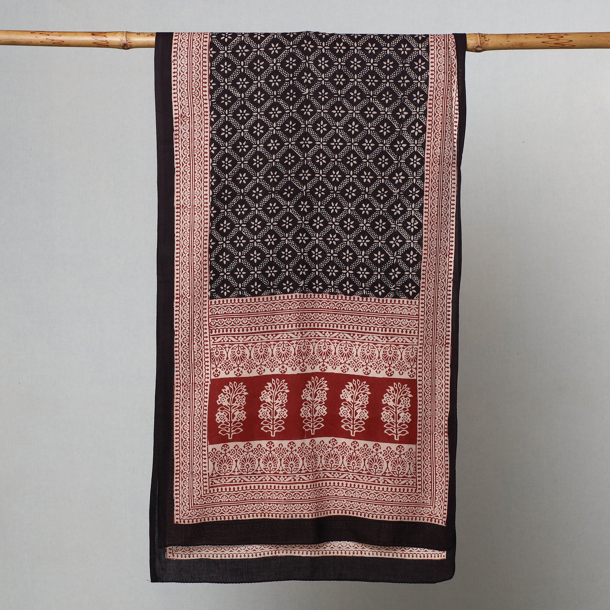 BAGH PRINTS BY MOHAMMED BILAL KHATRI Black - Bagh Hand Block Printed Cotton Stole - view 2