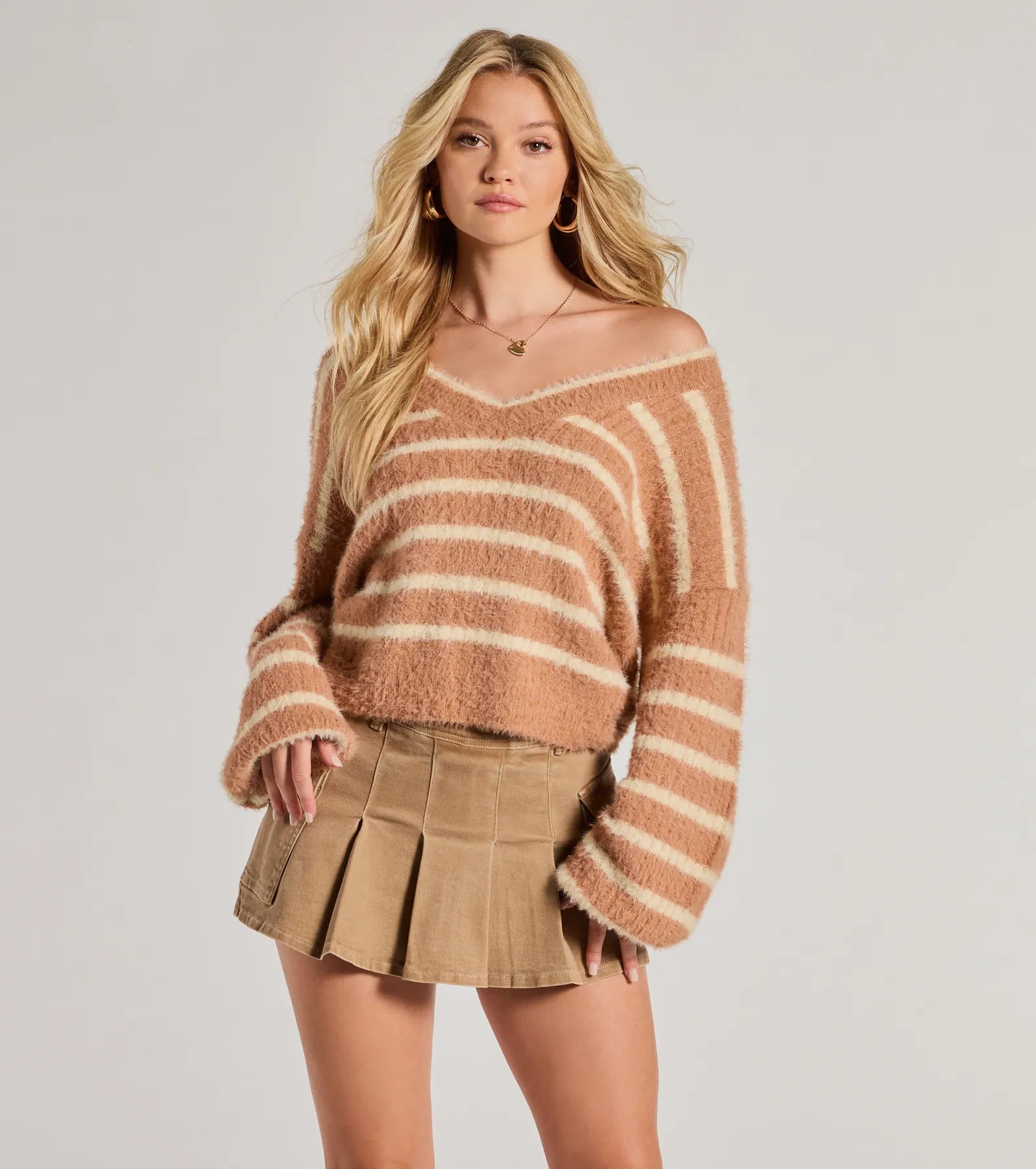 Windsor Cozy Charm Striped Eyelash Knit Sweater