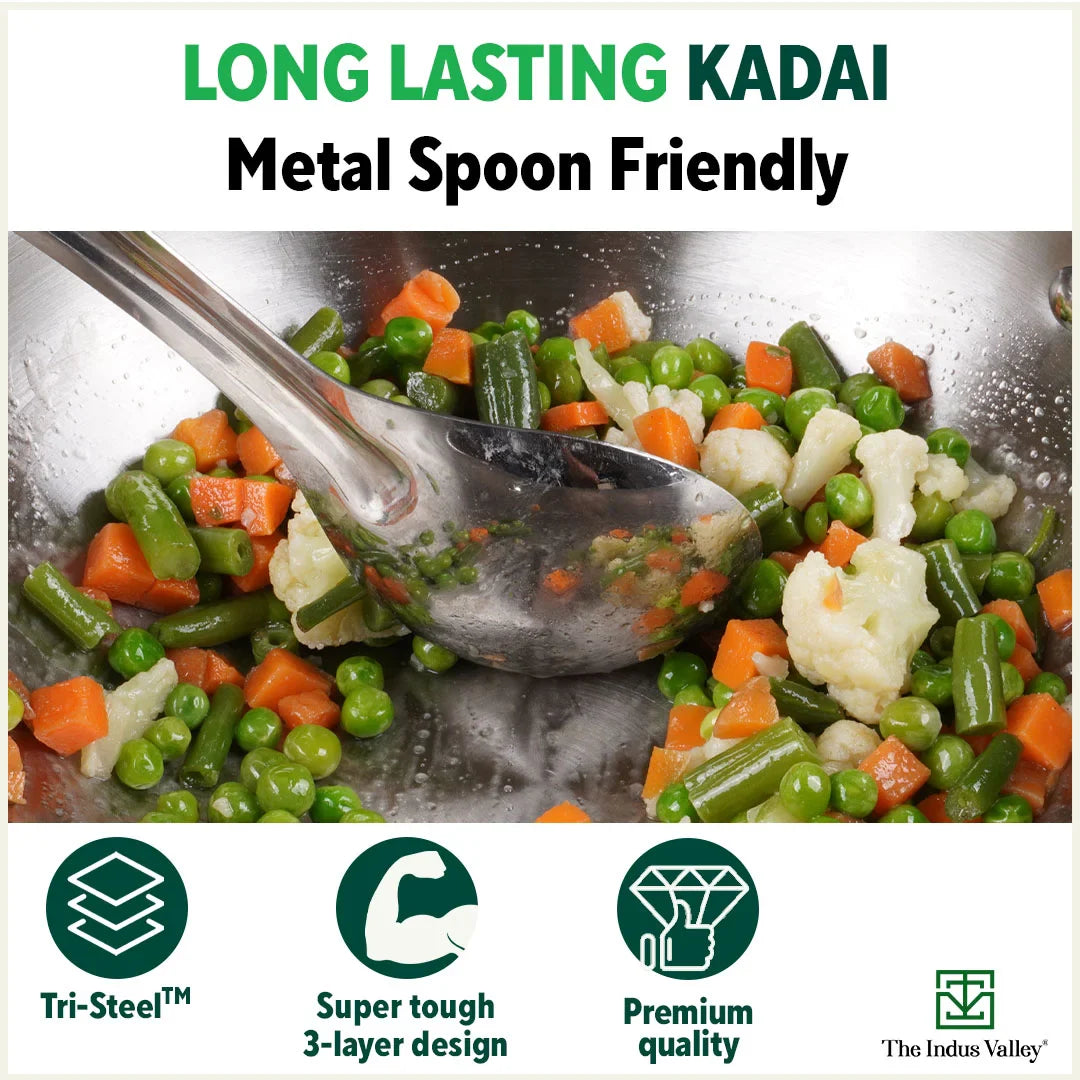 The Indus Valley TurboCuk Tri-ply Stainless Steel Kadai, Premium 3 Layer Body, Induction, Non-stick, 1.7/2.7/4L - view 11