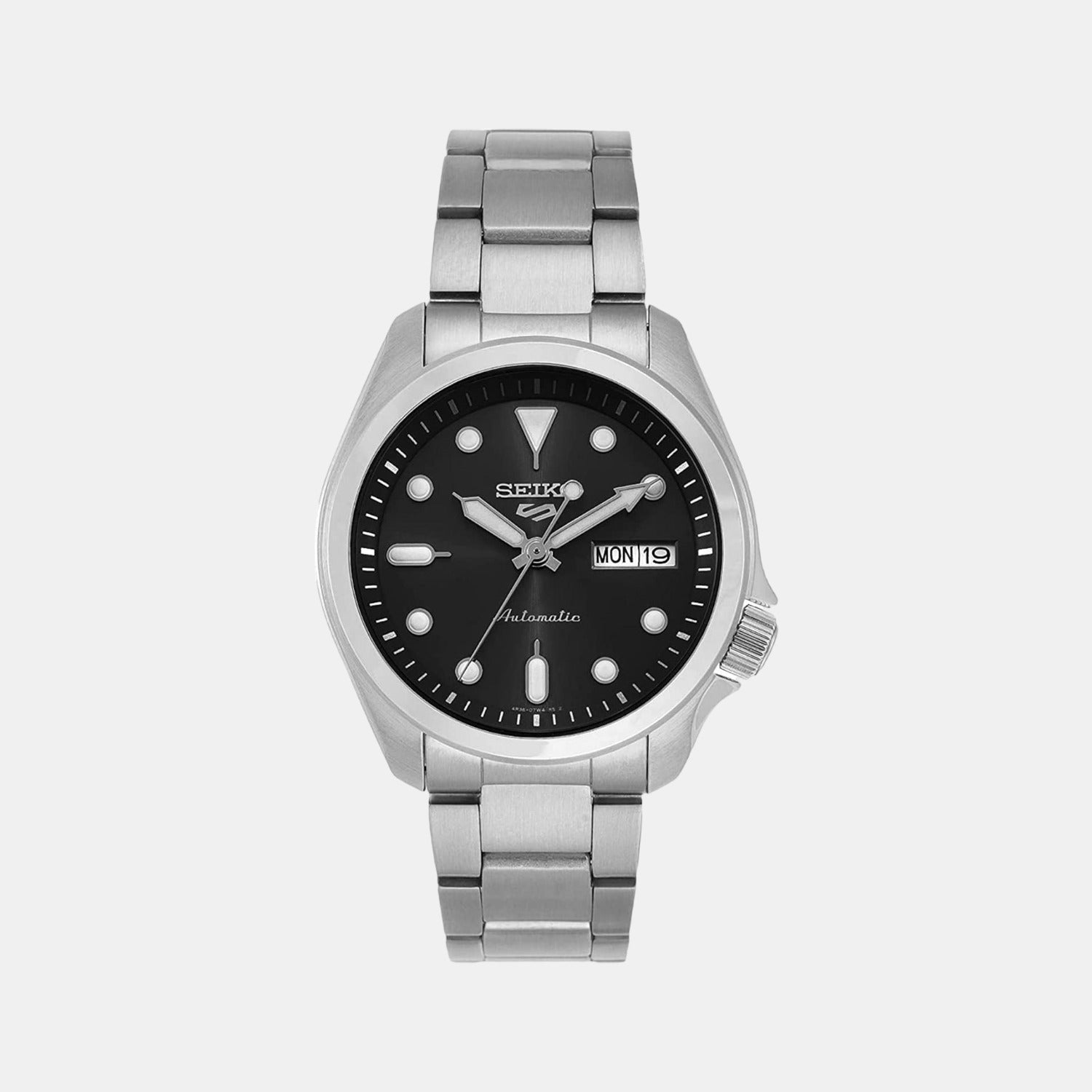 Seiko 5 Sports Men Automatic Black Dial Analog Stainless Steel Watch SRPE55K1