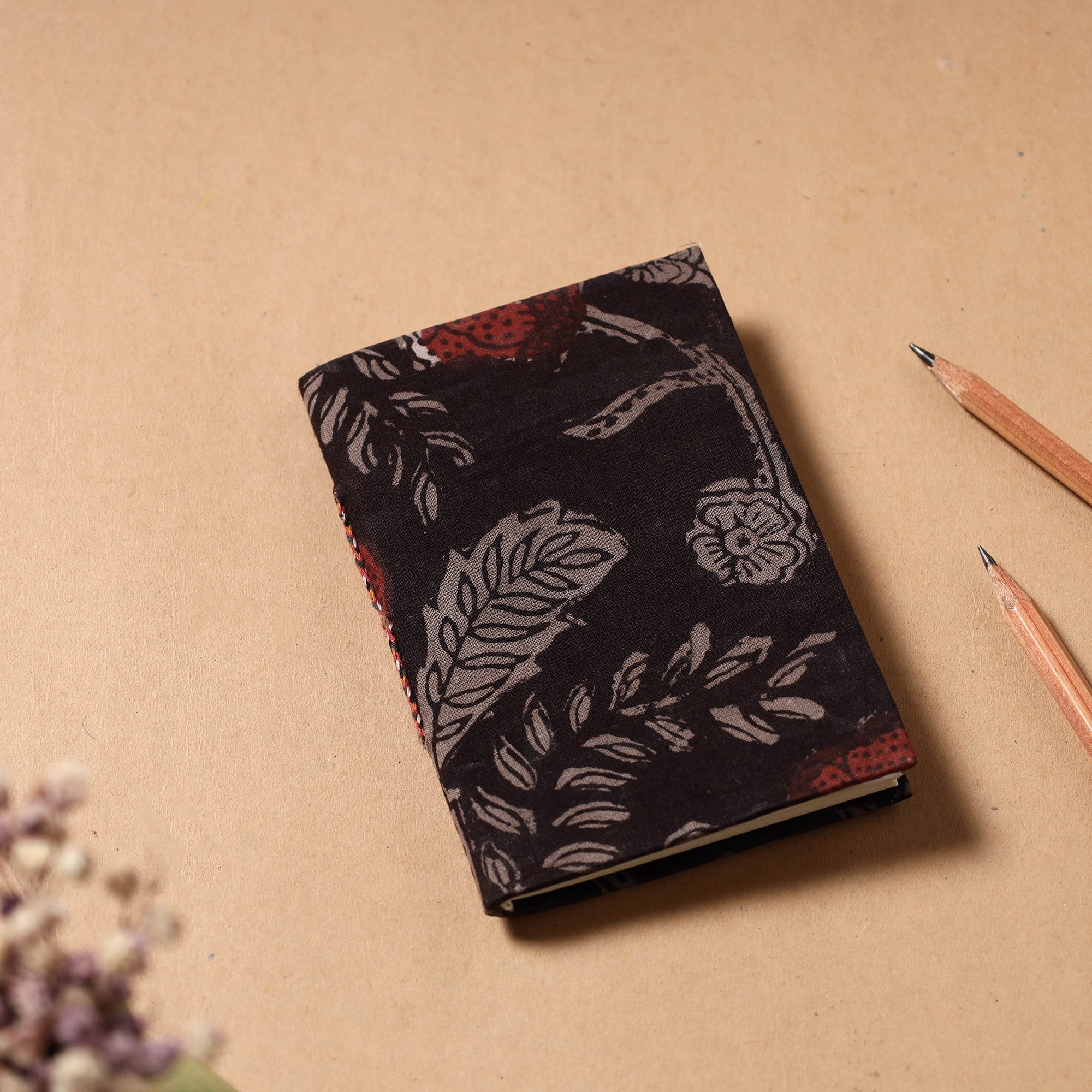 BINDAAS UNLIMITED Black - Bagru Fabric Cover Handmade Paper Notebook (5 x 3.5 in)