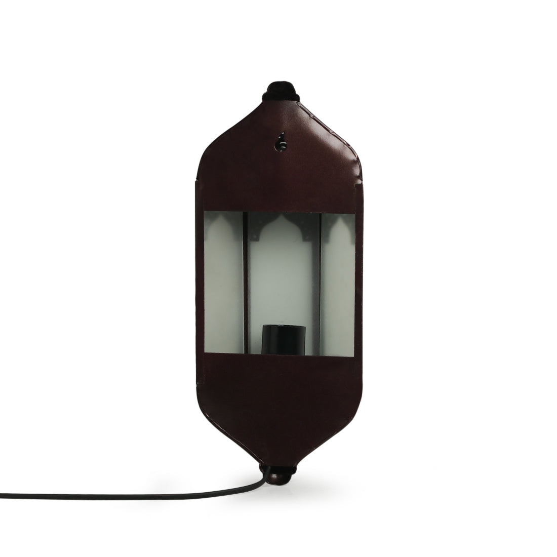 EXCLUSIVELANE 'Haveli Jharokha' Hand-Etched Iron Wall Lamp (14 Inch, Dark Brown) - view 5