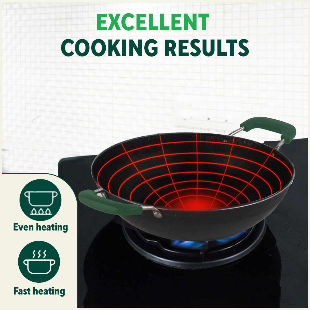 The Indus Valley 100% Pure Sheet Iron Kadai with Silicon Handle, Seasoned, Toxin-free - view 7