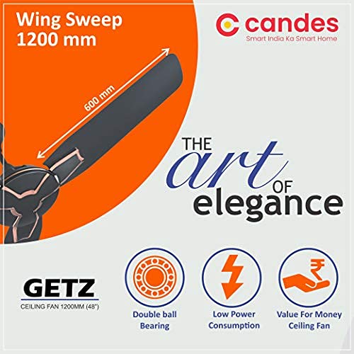 Candes Getz 1200mm/48 inch High Speed Anti-dust Decorative 3 Star Rated Ceiling Fan For Home 405 RPM with 2 Yrs Warranty (Pack of 1, Coffee Brown) - view 4