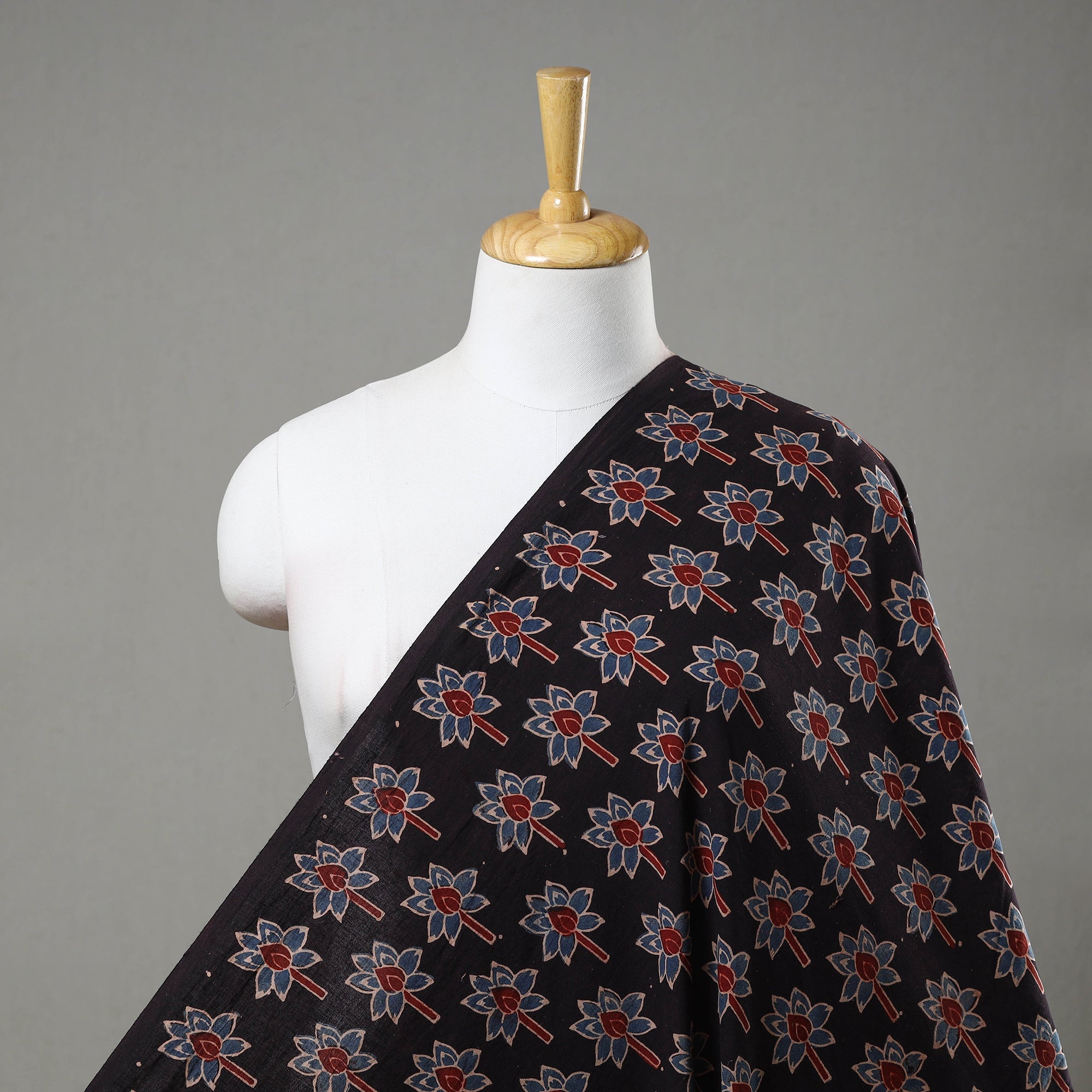 KACHCHH JI CHHAAP Black - Pure Cotton Ajrakh Print Fabric 14