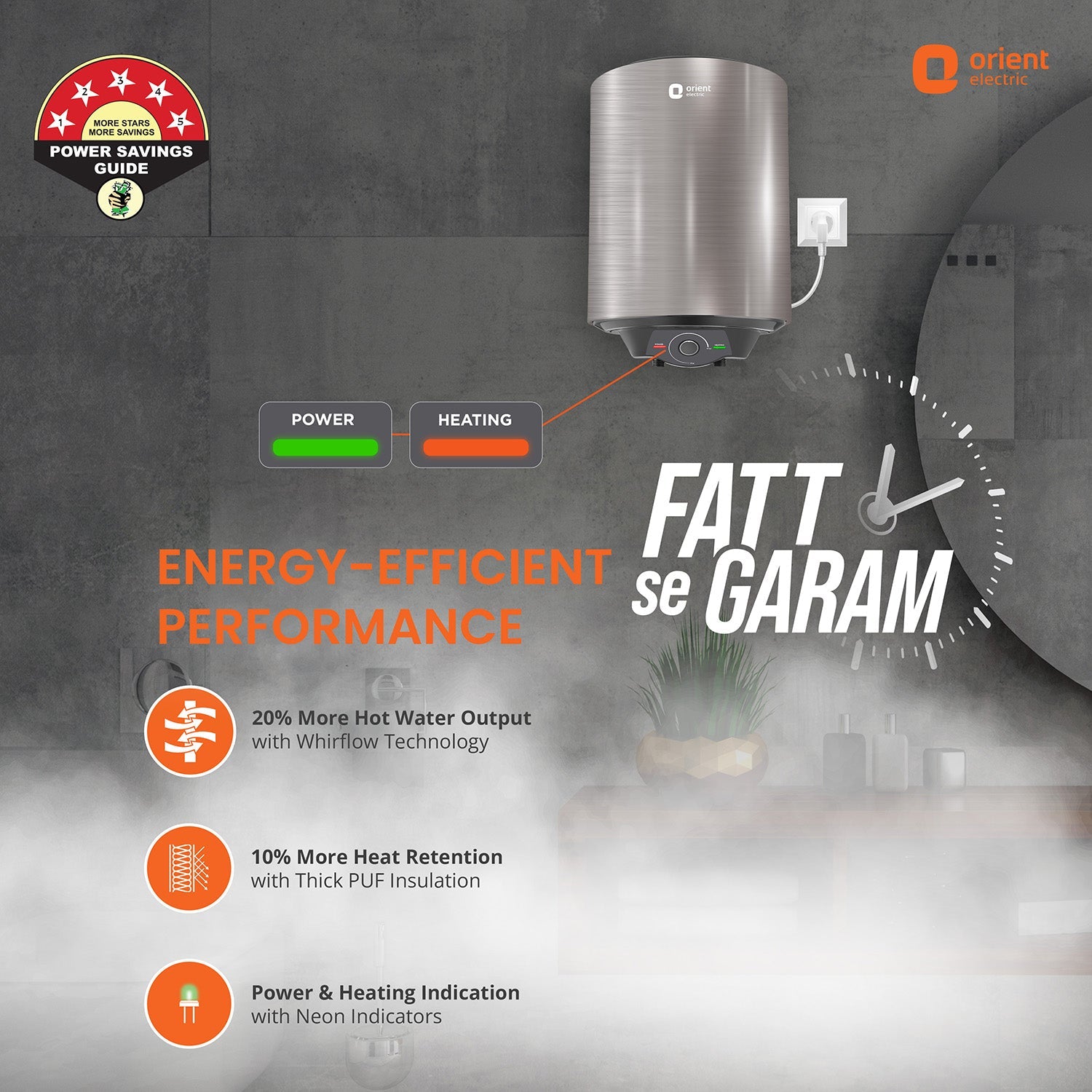Orient Electric Evapro PC 5-Star Water Heater (Geyser) | Glassline Coated Tank | Suitable for High-rise Buildings | Free Installation - view 20