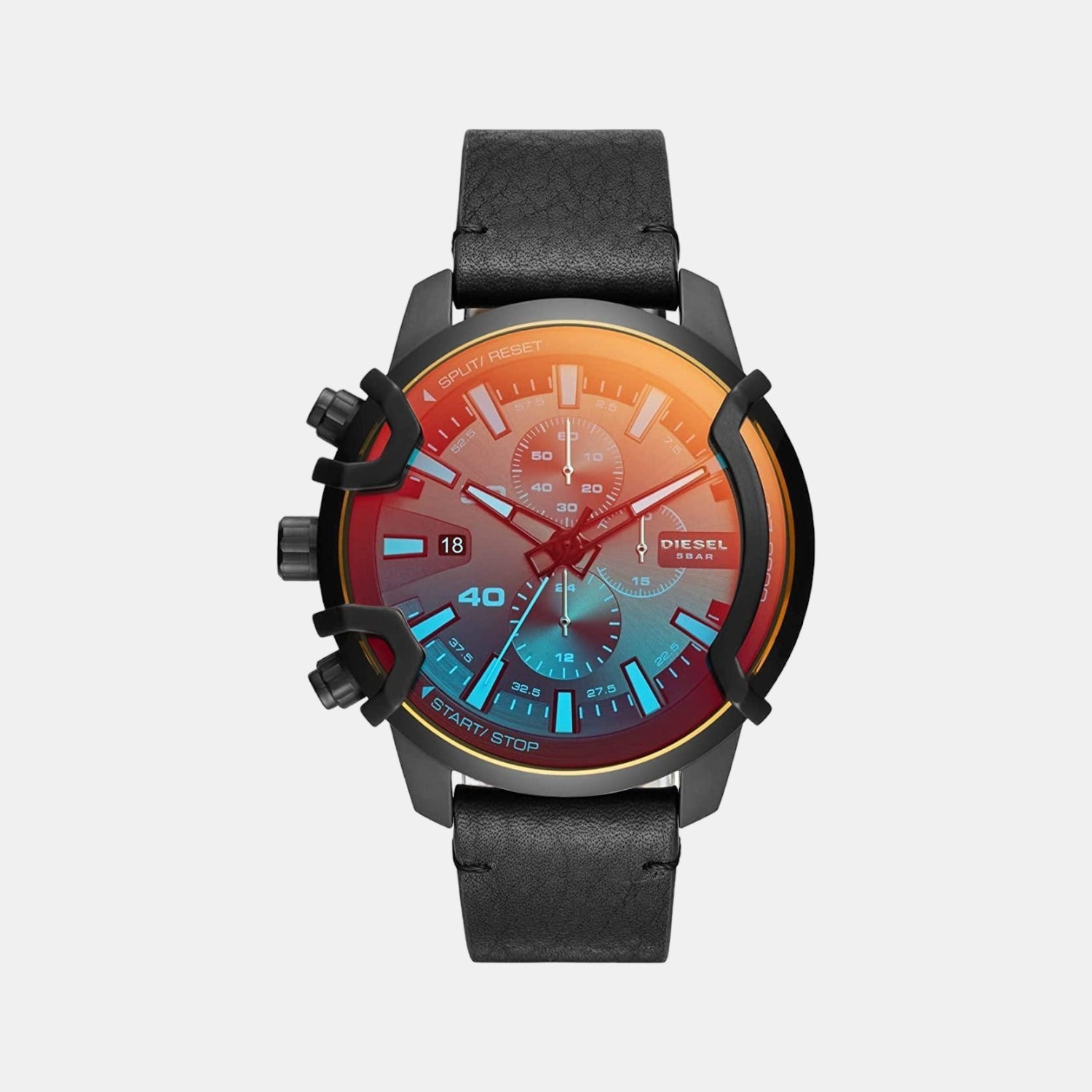 Diesel Griffed Men Quartz Black Dial Chronograph Leather Watch DZ4519