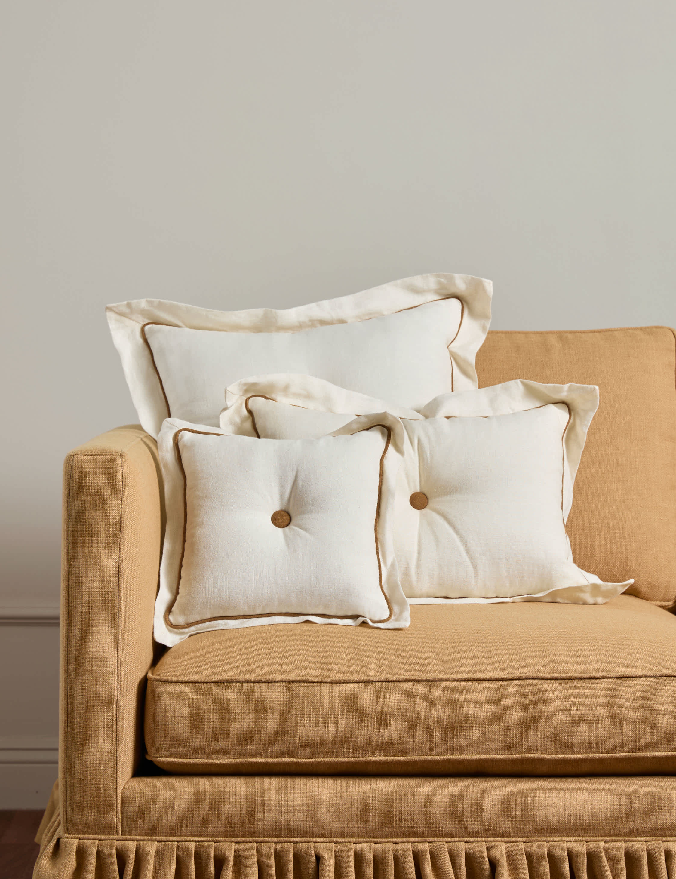Lulu and Georgia Cattleya Linen Tufted Pillow - view 2