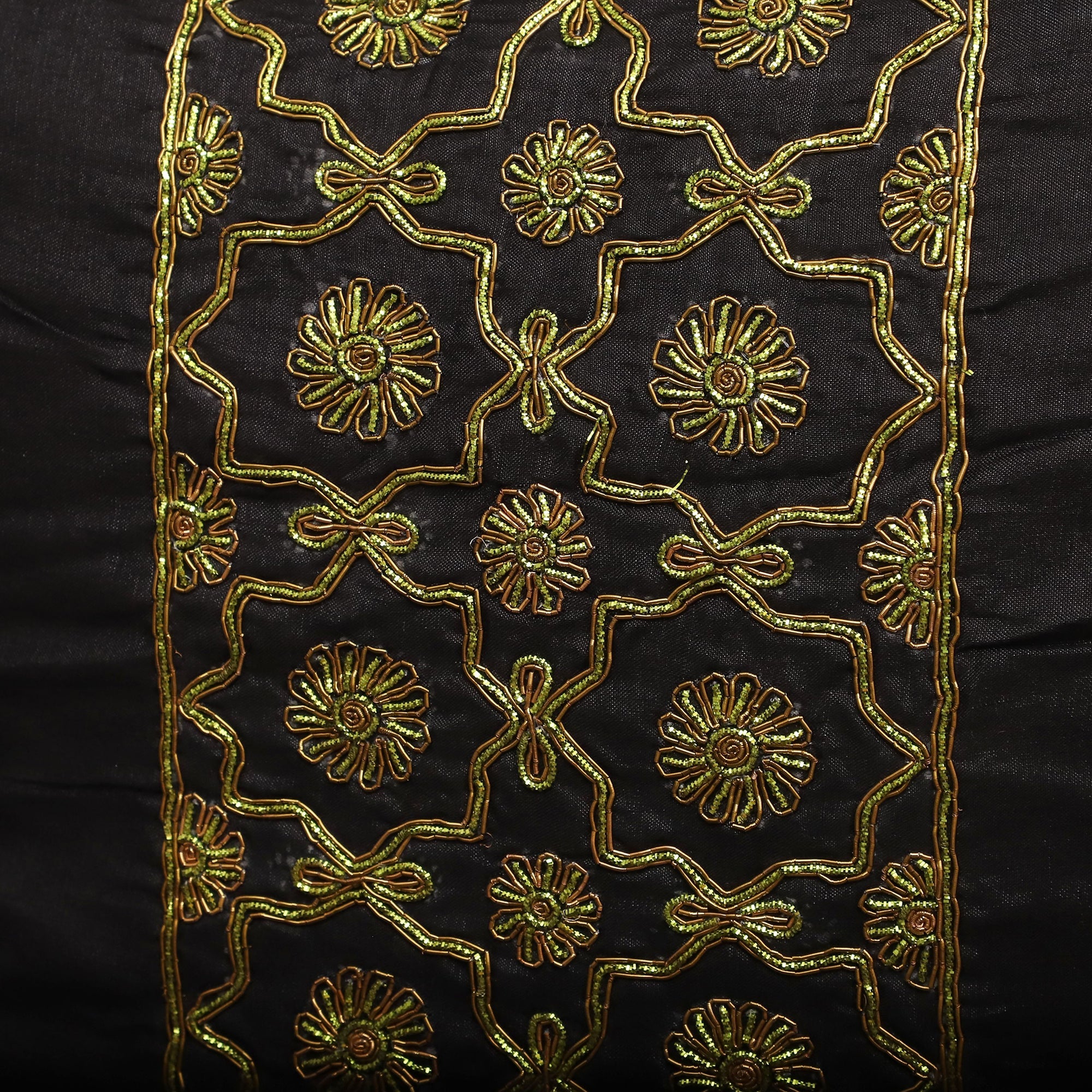 TICS Black - Star Butas - Zardozi Hand Embroidered Raw Silk Cushion Cover (Set of 5) - view 8