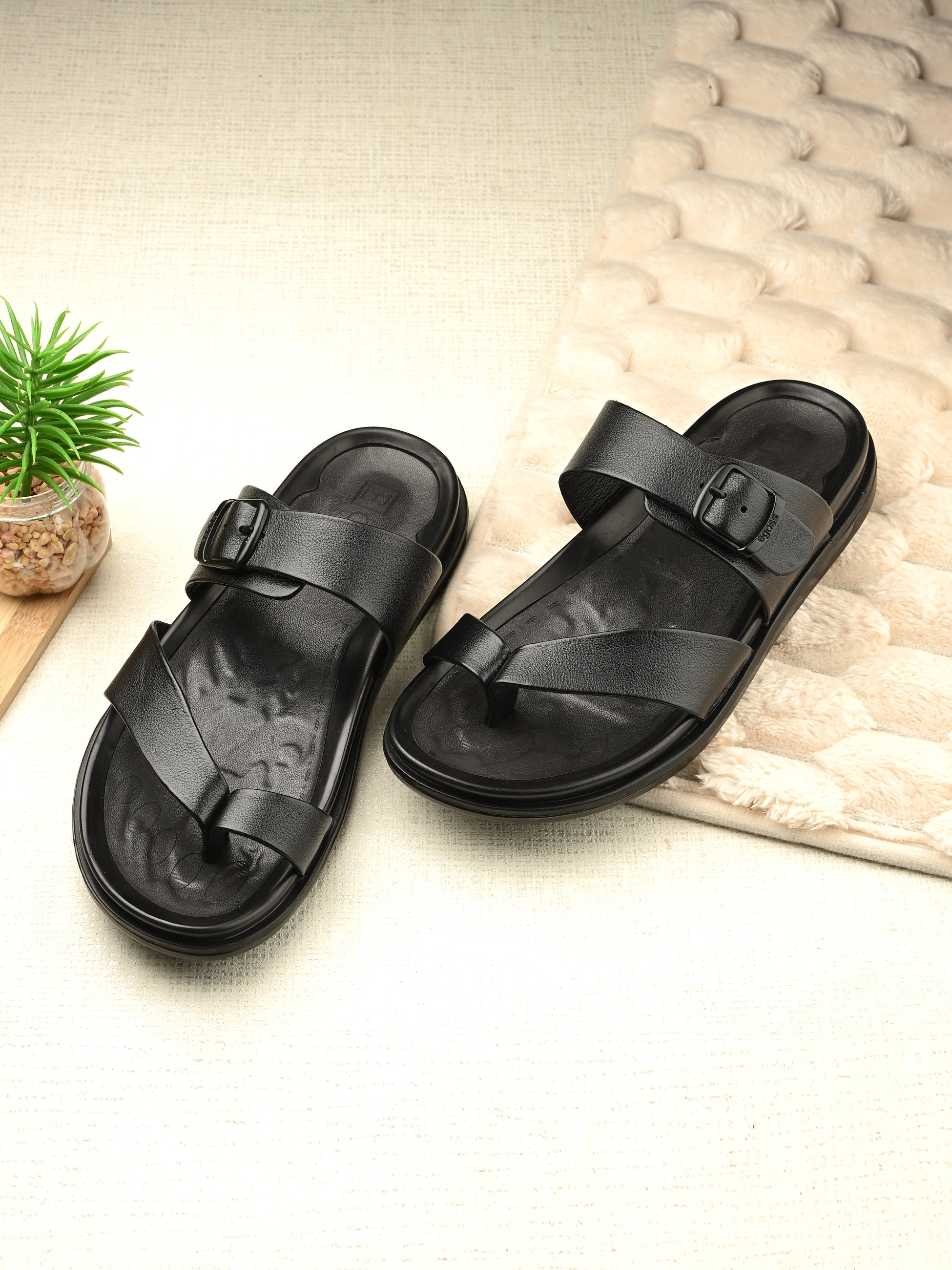 Egoss Shoes Egoss Leather Slippers For Men – Black - view 2