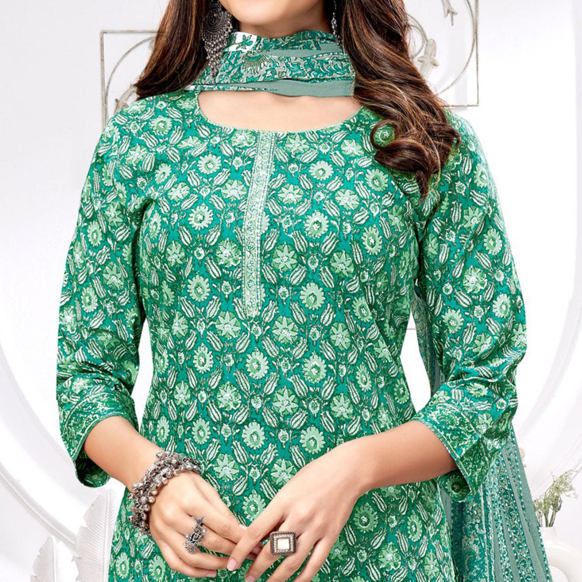 BlackTree green-printed-poly-cotton-suit - view 2