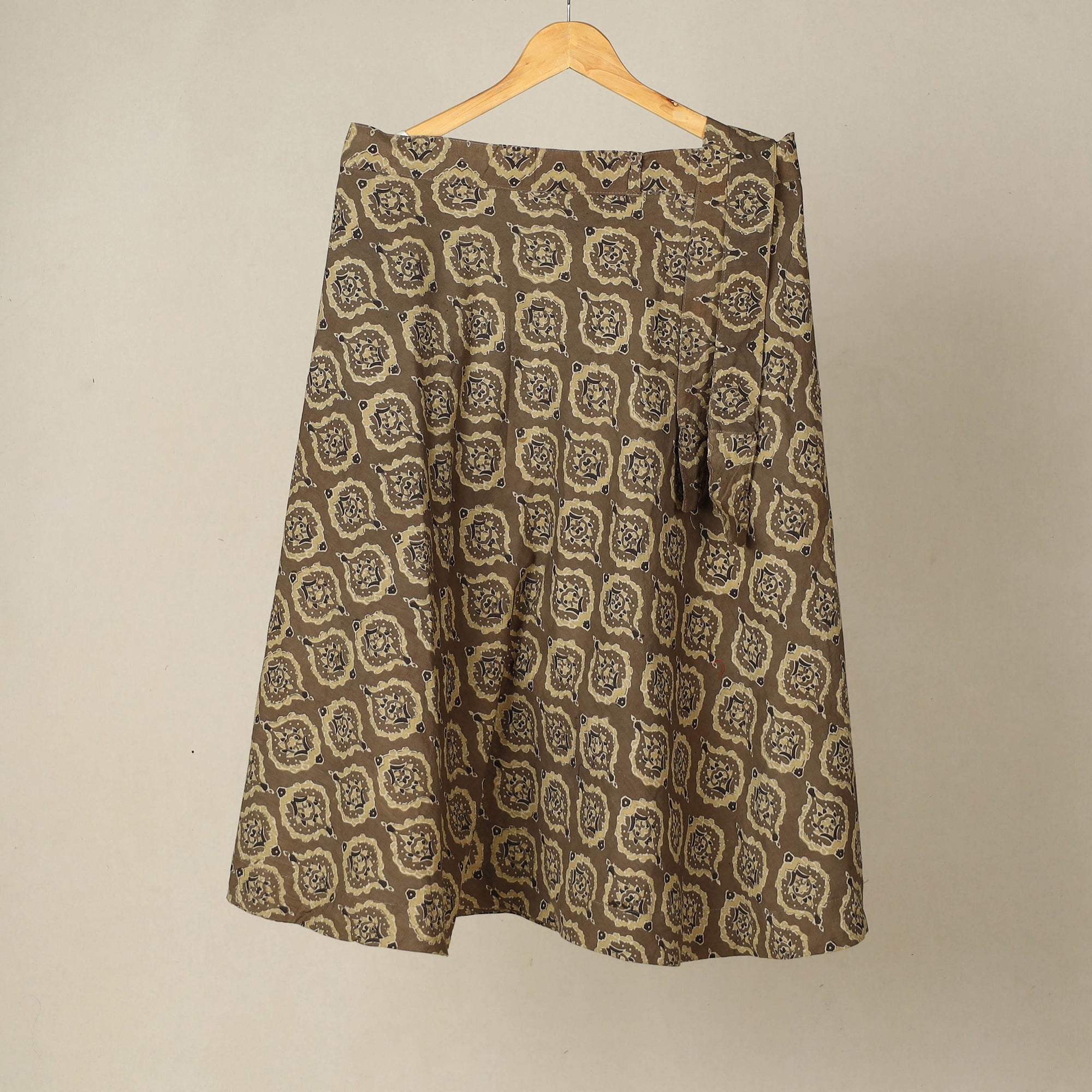 NOORI BAZAR Brown - Ajrakh Block Printed Cotton Wrap Around Skirt 06