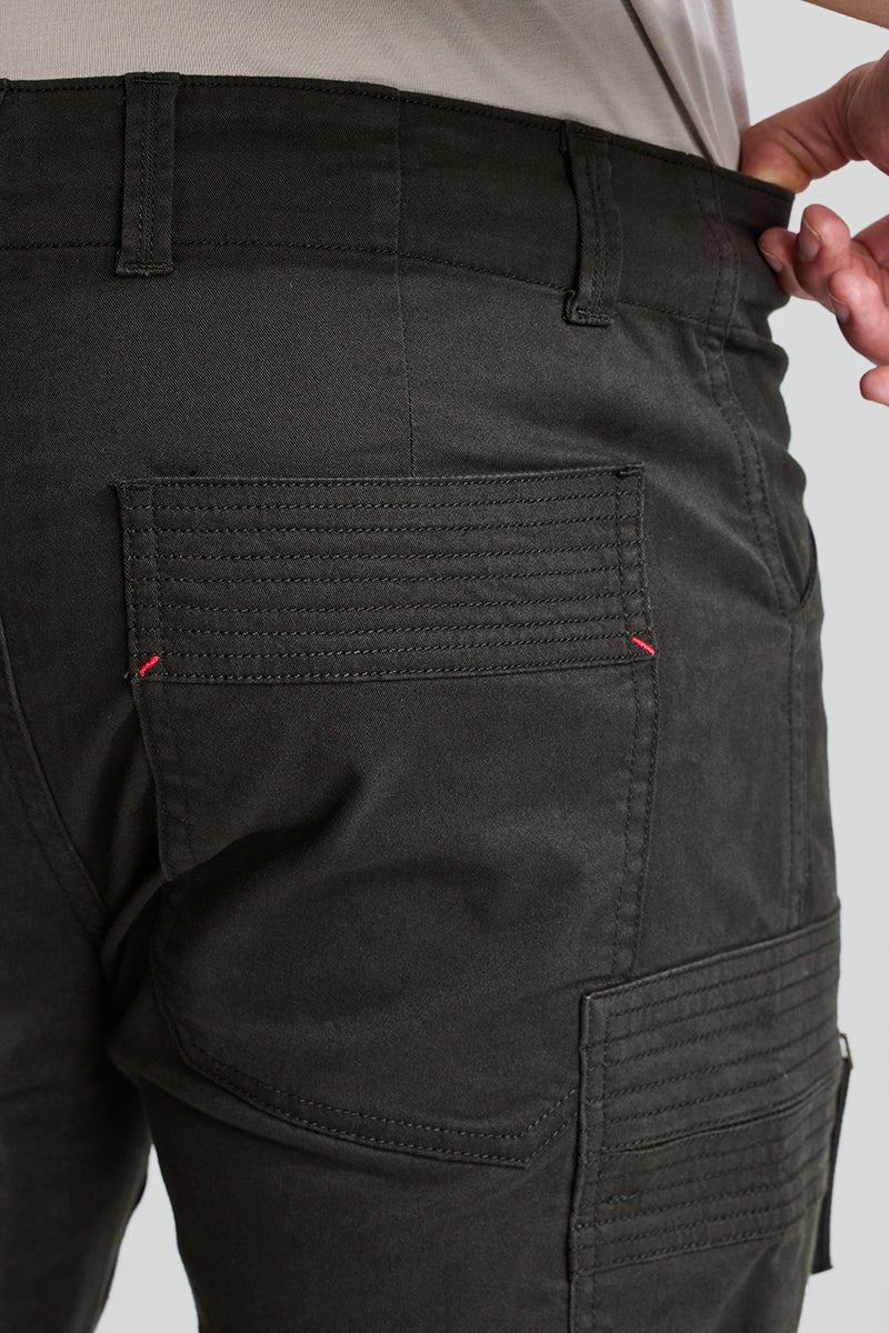 SNITCH Olive Slim Fit Cargo Pants - view 8