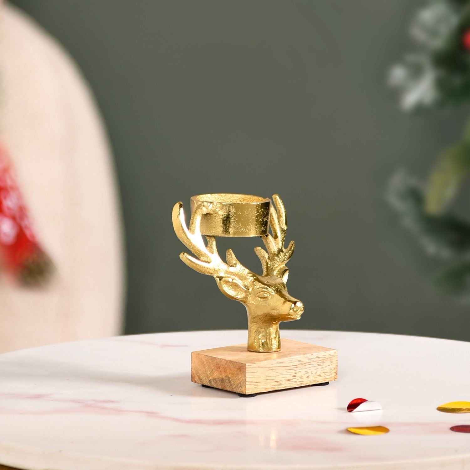Nestasia Set Of 2 Gold Stag Tea Light Candle Holder - view 6