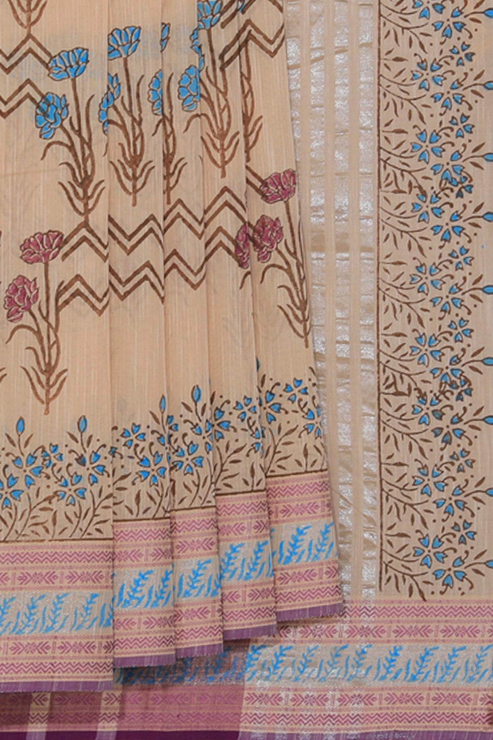 Kalanjali Ethnics Hand block printed cotton saree